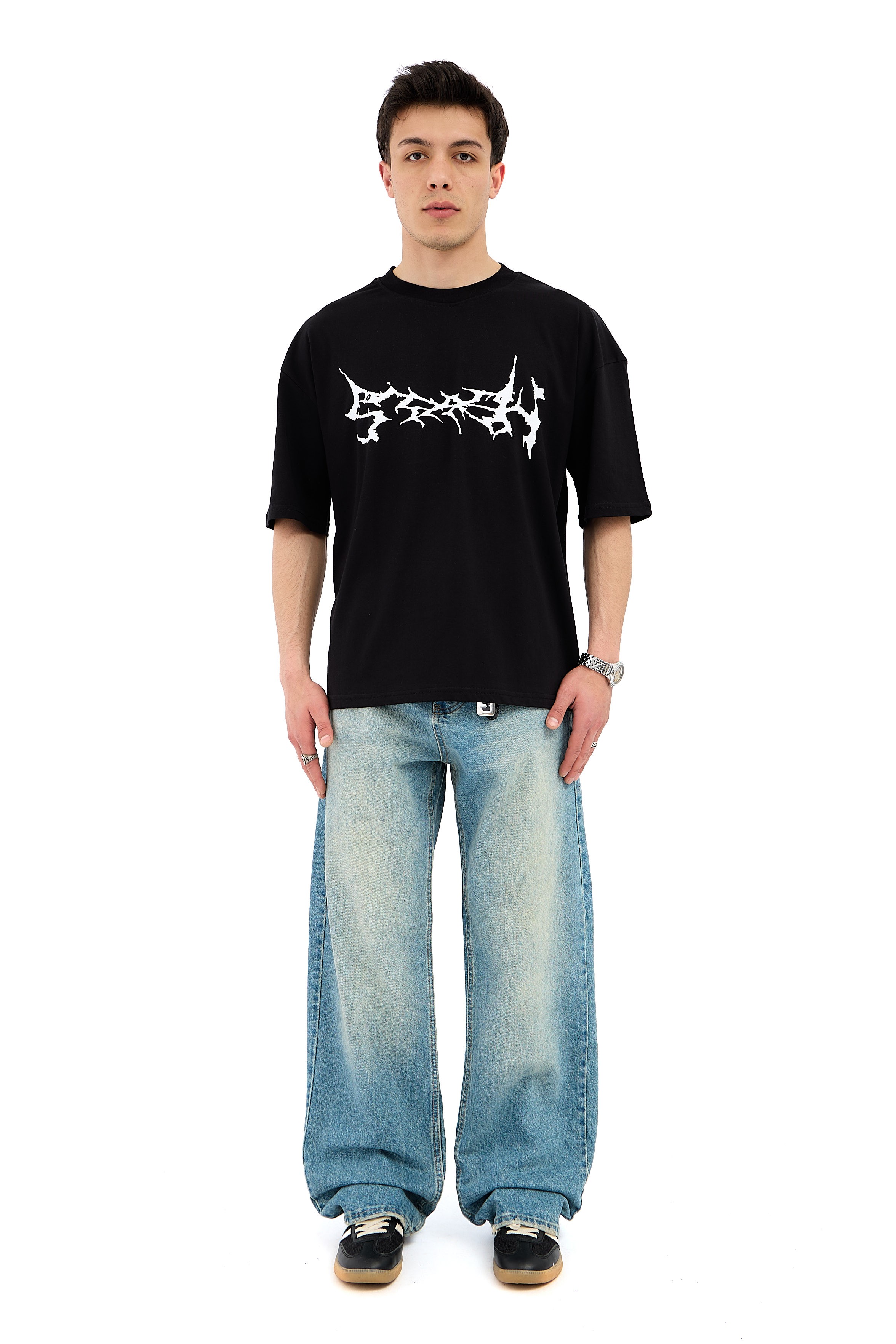 Ghost Baskı Detay Oversize Tişört