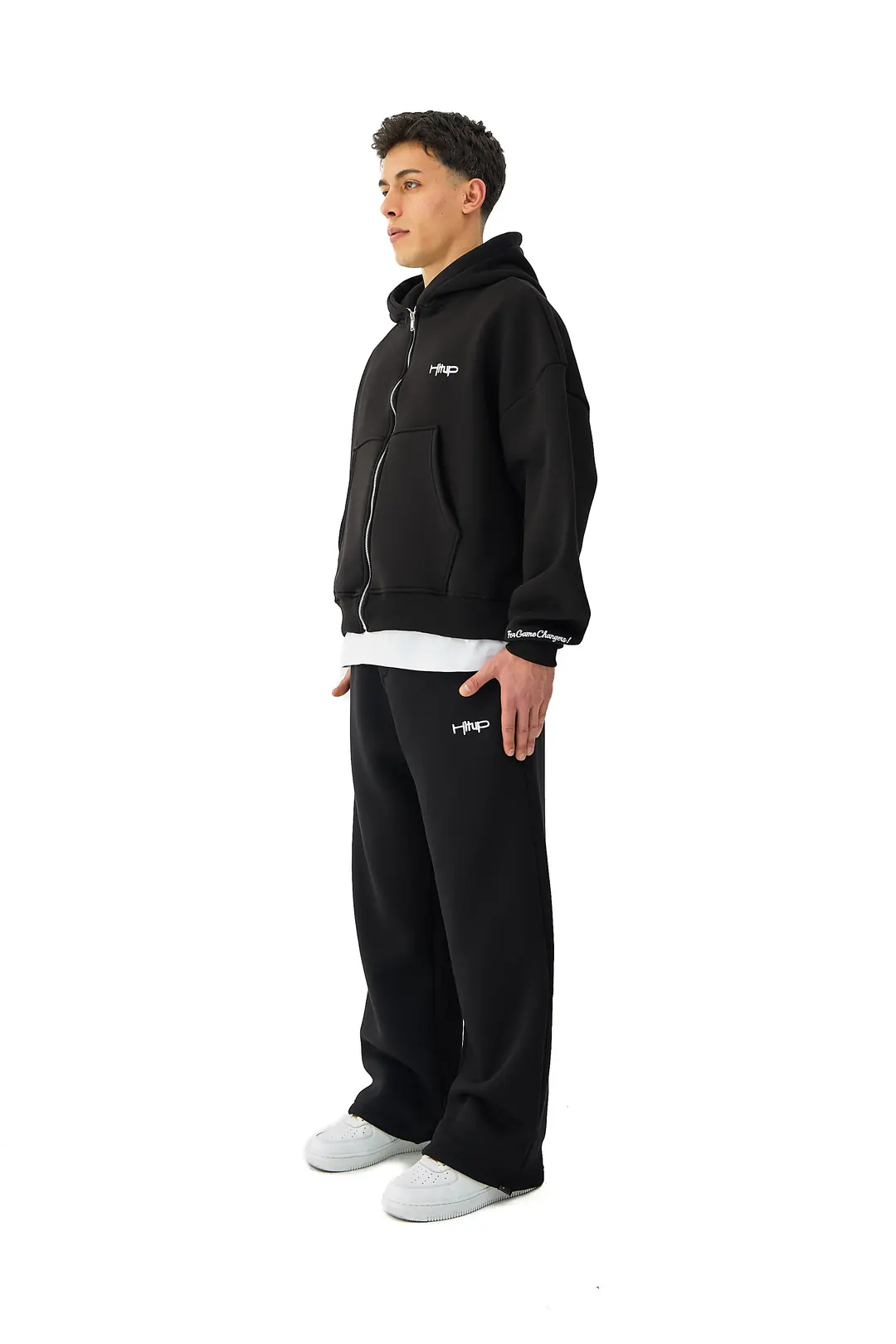 Hitup Nakışlı Premium Oversize Full Zip Hodie