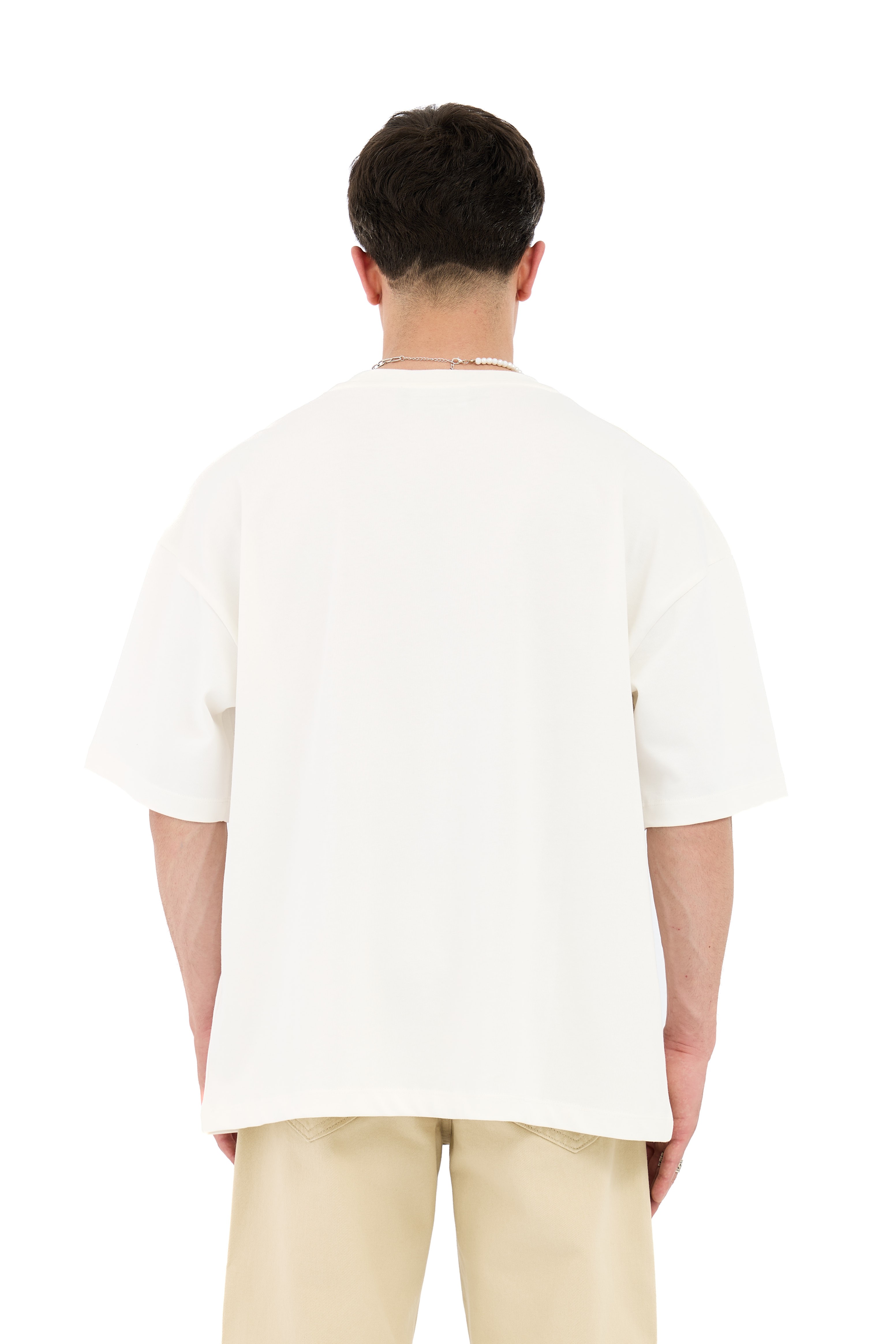 Hidden Hill Baskılı Oversize Krem Tişört 