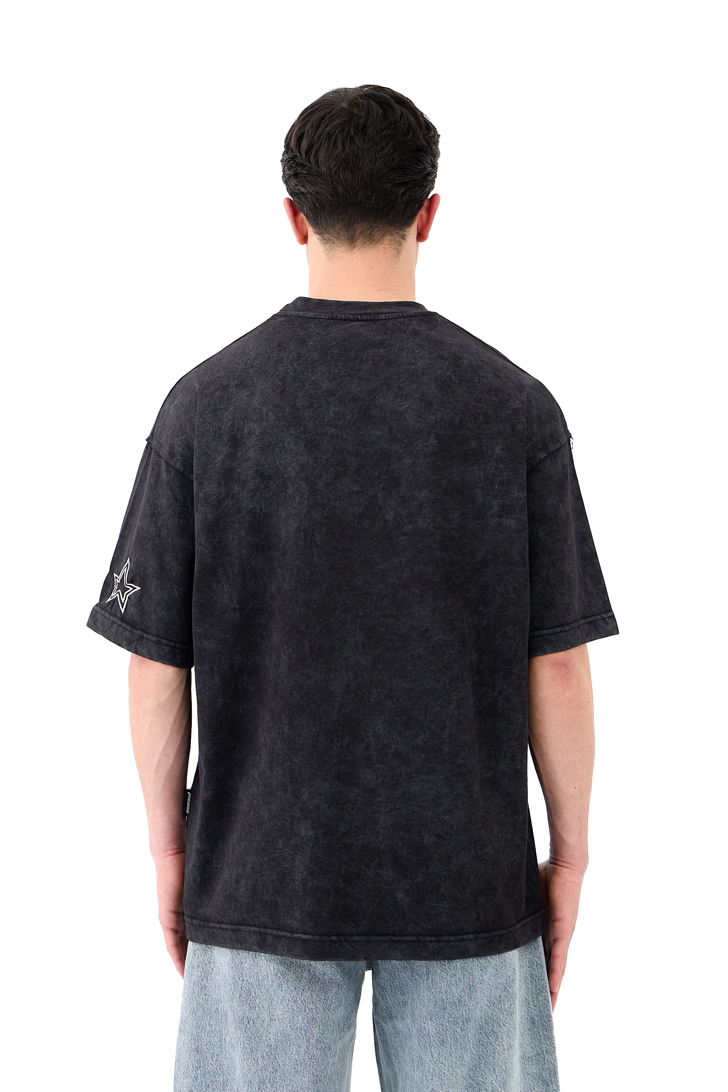 Star Nakışlı Washed Premium Oversize Tişört