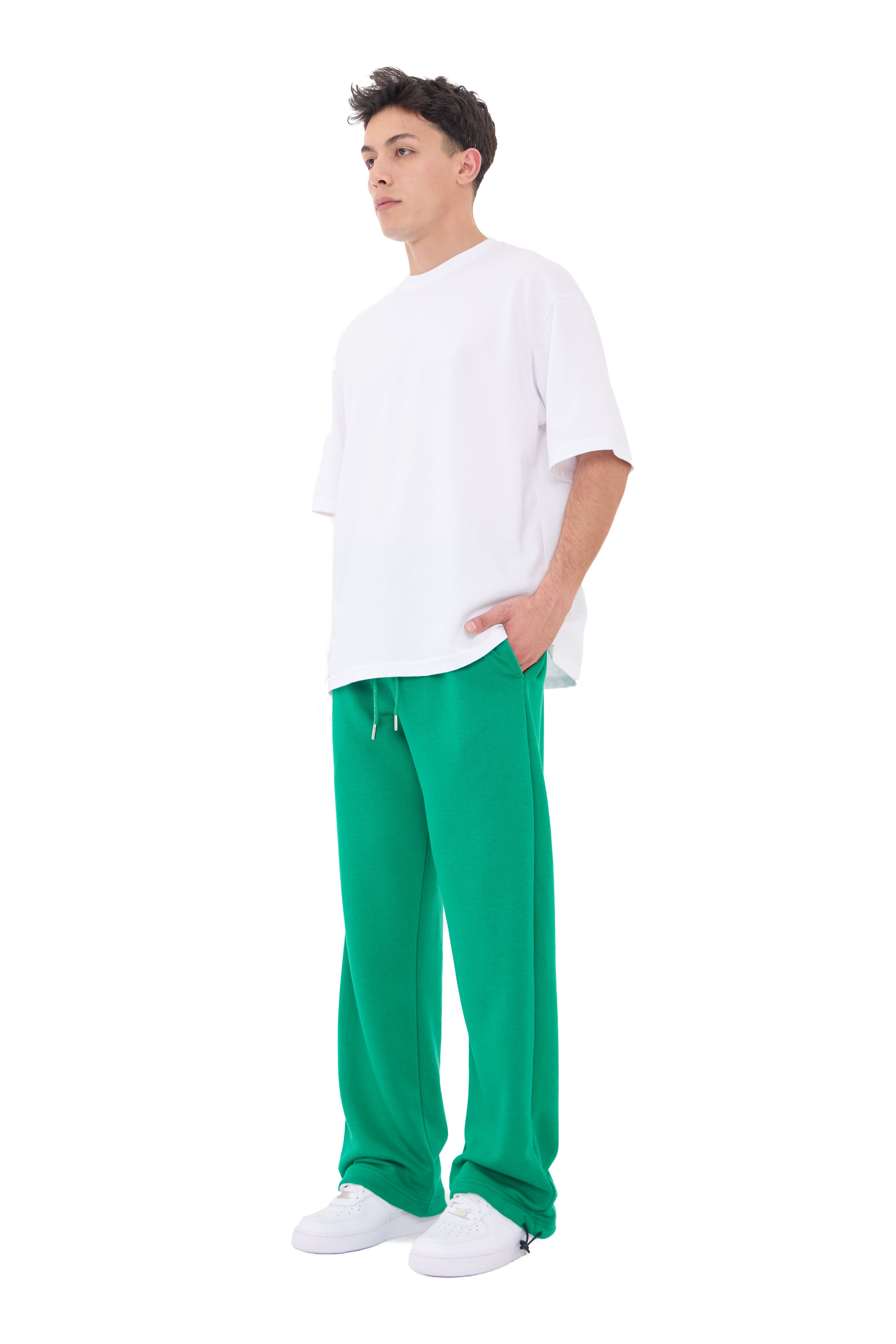  Hitup Premium Basic Ayarlanabilir Paça Oversize Eşofman Altı  - YEŞİL