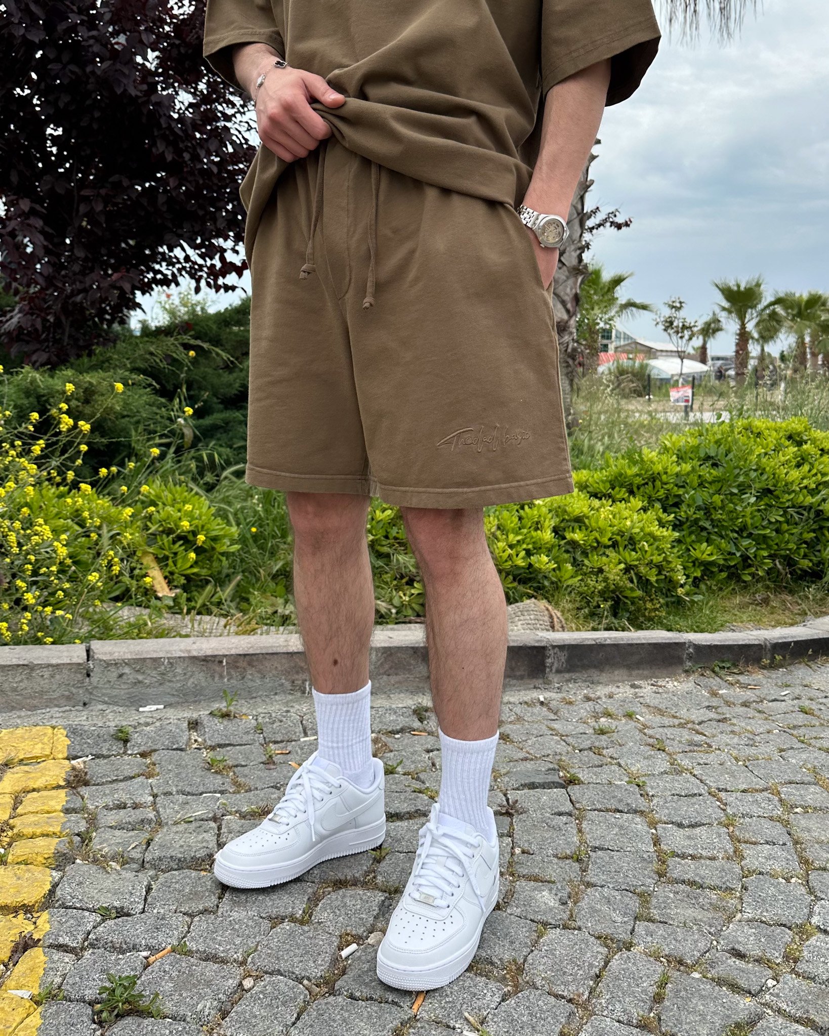 Premium Nakış Detaylı Oversize Takım - HAKİ