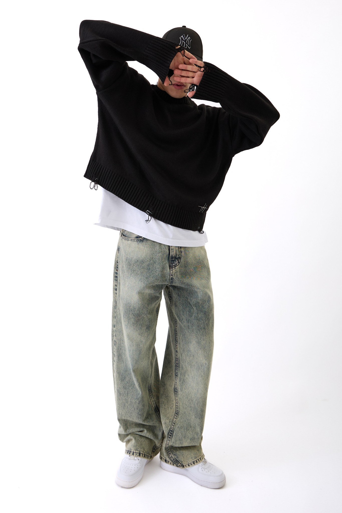 Distressed Fashion Detaylı Kazak - SİYAH