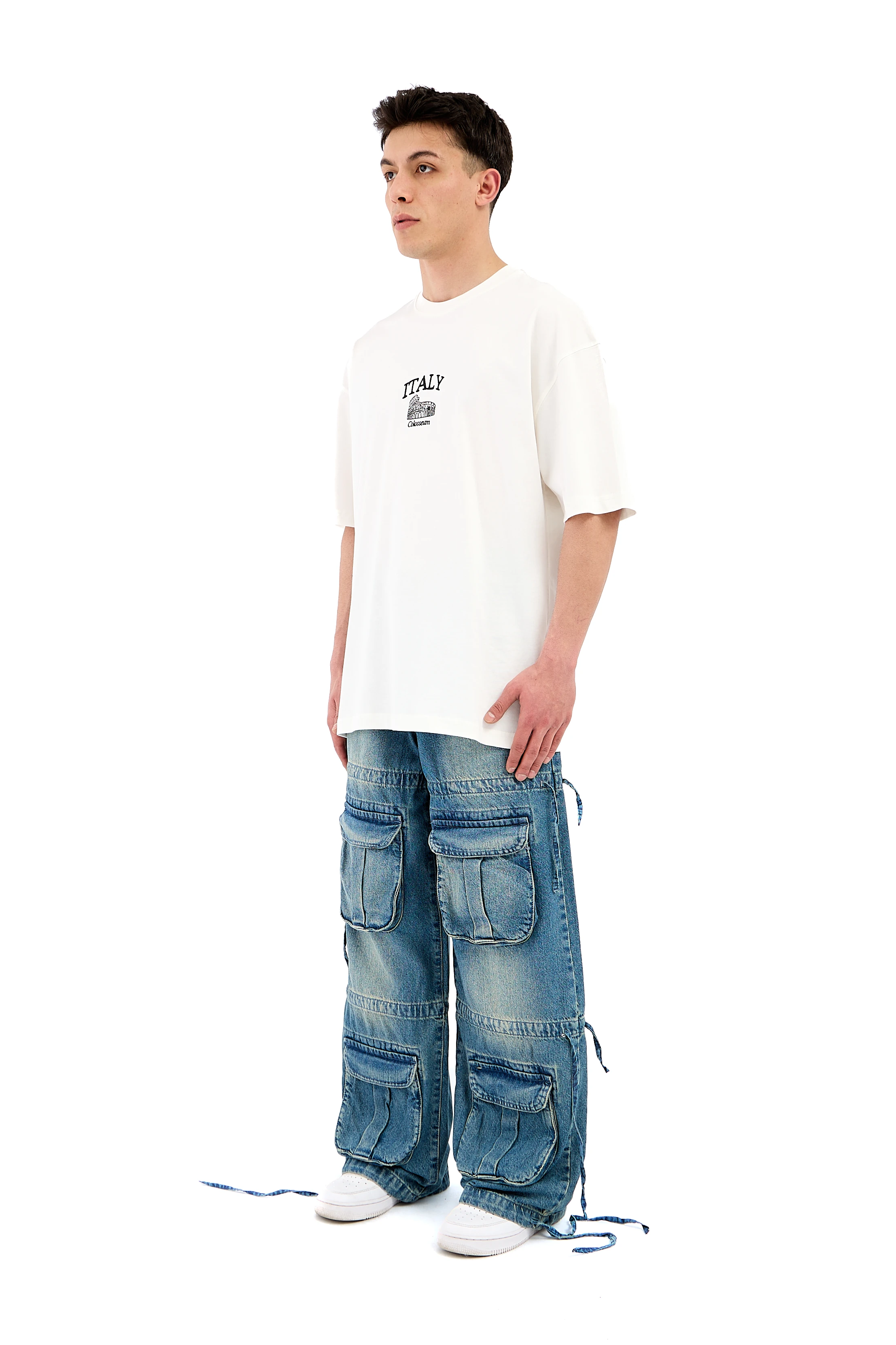 İtaly Nakışlı Oversize Tişört