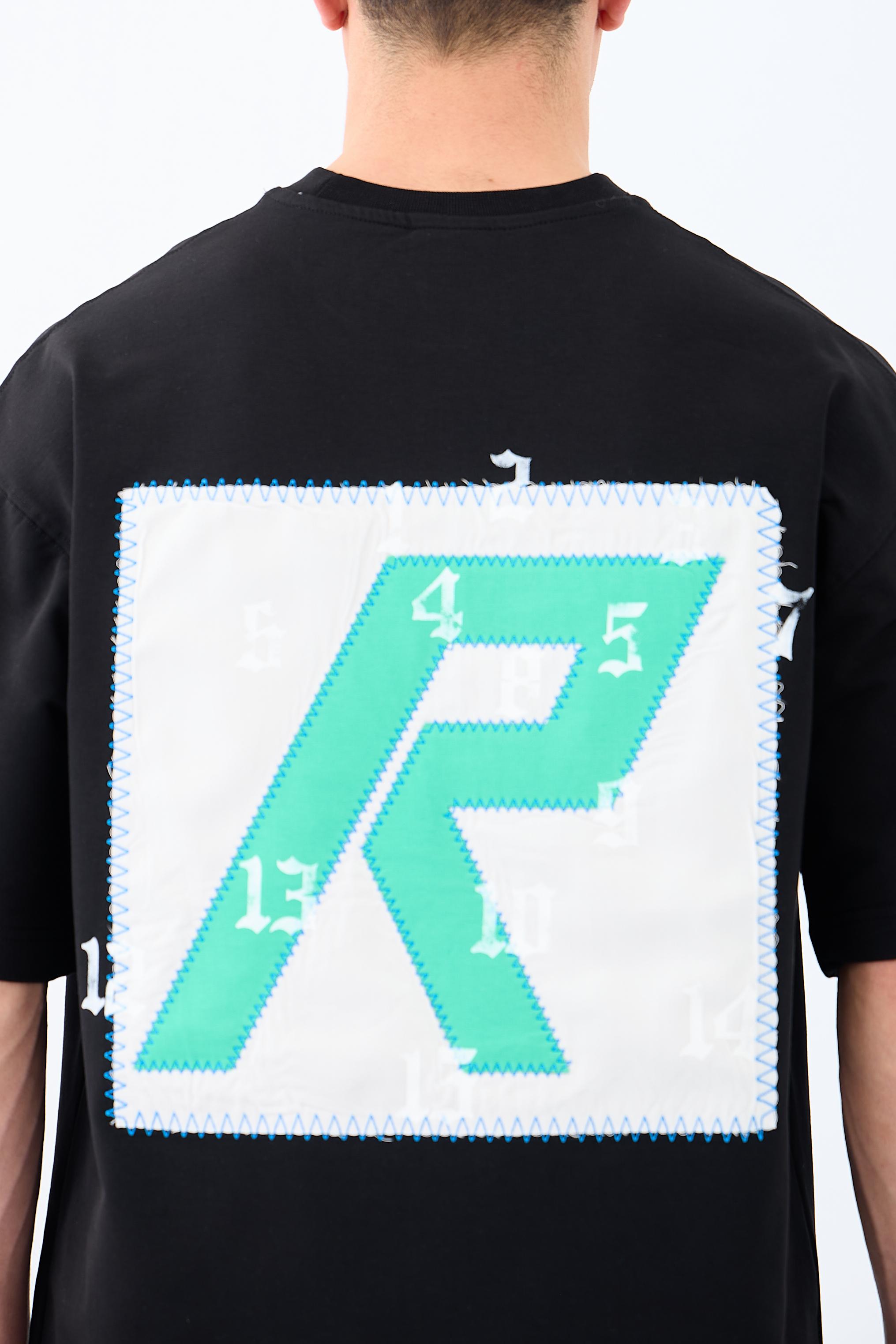 R Harf Nakışlı Premium Oversize Tişört