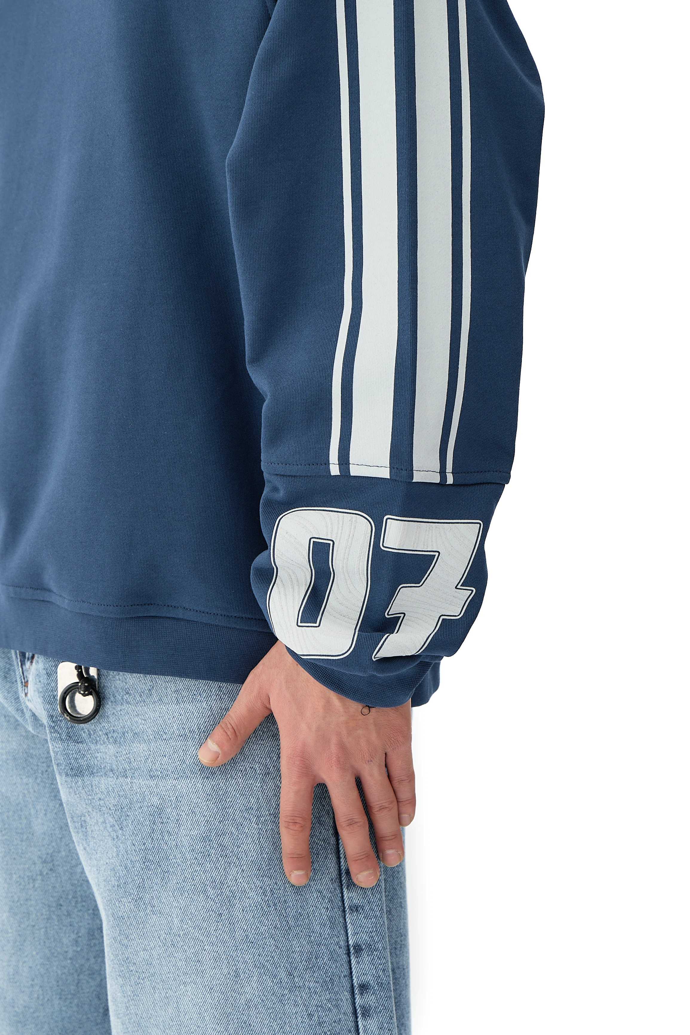 07 Champions Baskılı Oversize Pemium Sweatshirt - LACİVERT