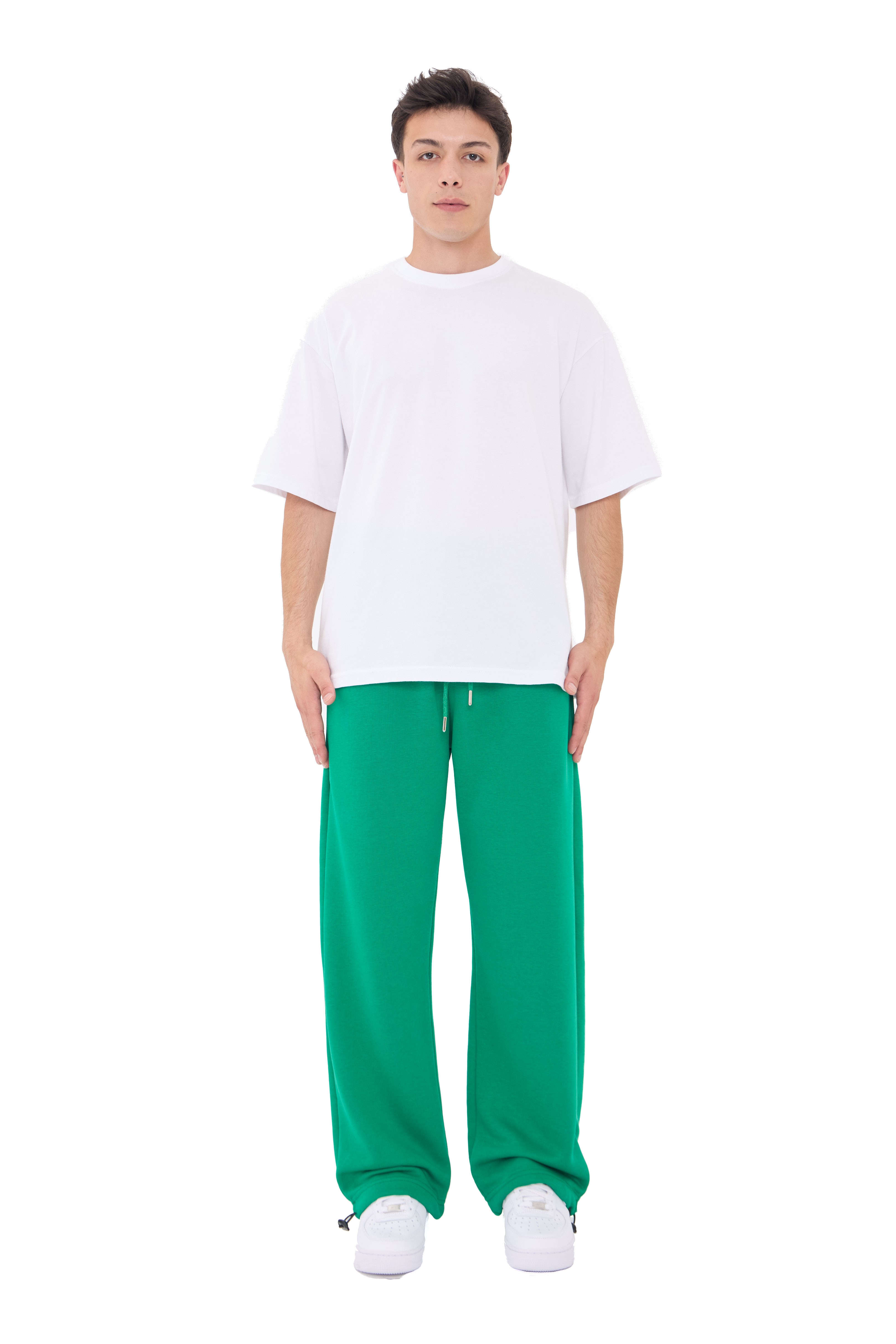  Hitup Premium Basic Ayarlanabilir Paça Oversize Eşofman Altı  - YEŞİL