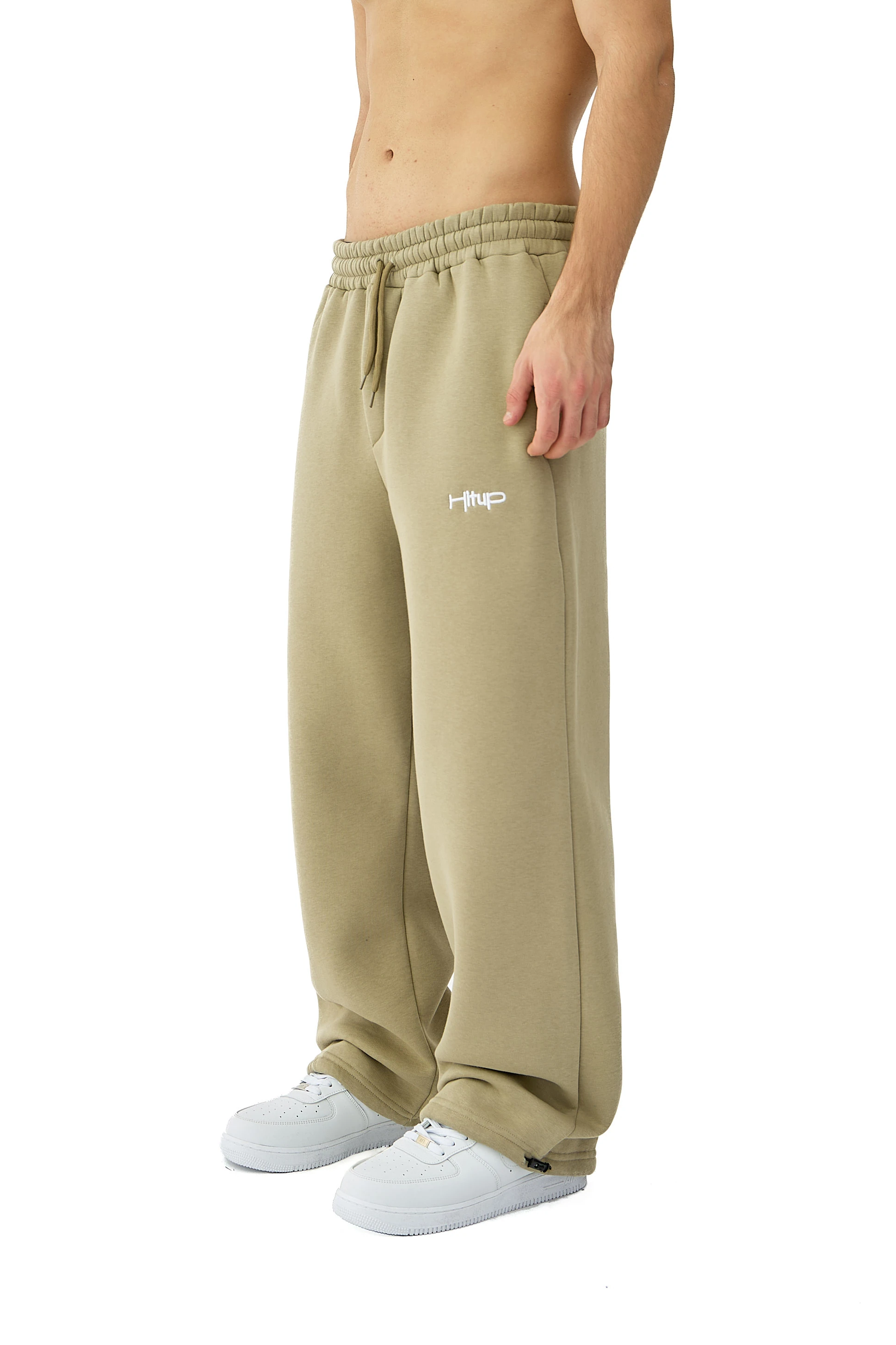 Kışlık Hitup Nakışlı Premium Ayarlanabilir Paça Oversize Eşofman Altı - KÜF YEŞİLİ