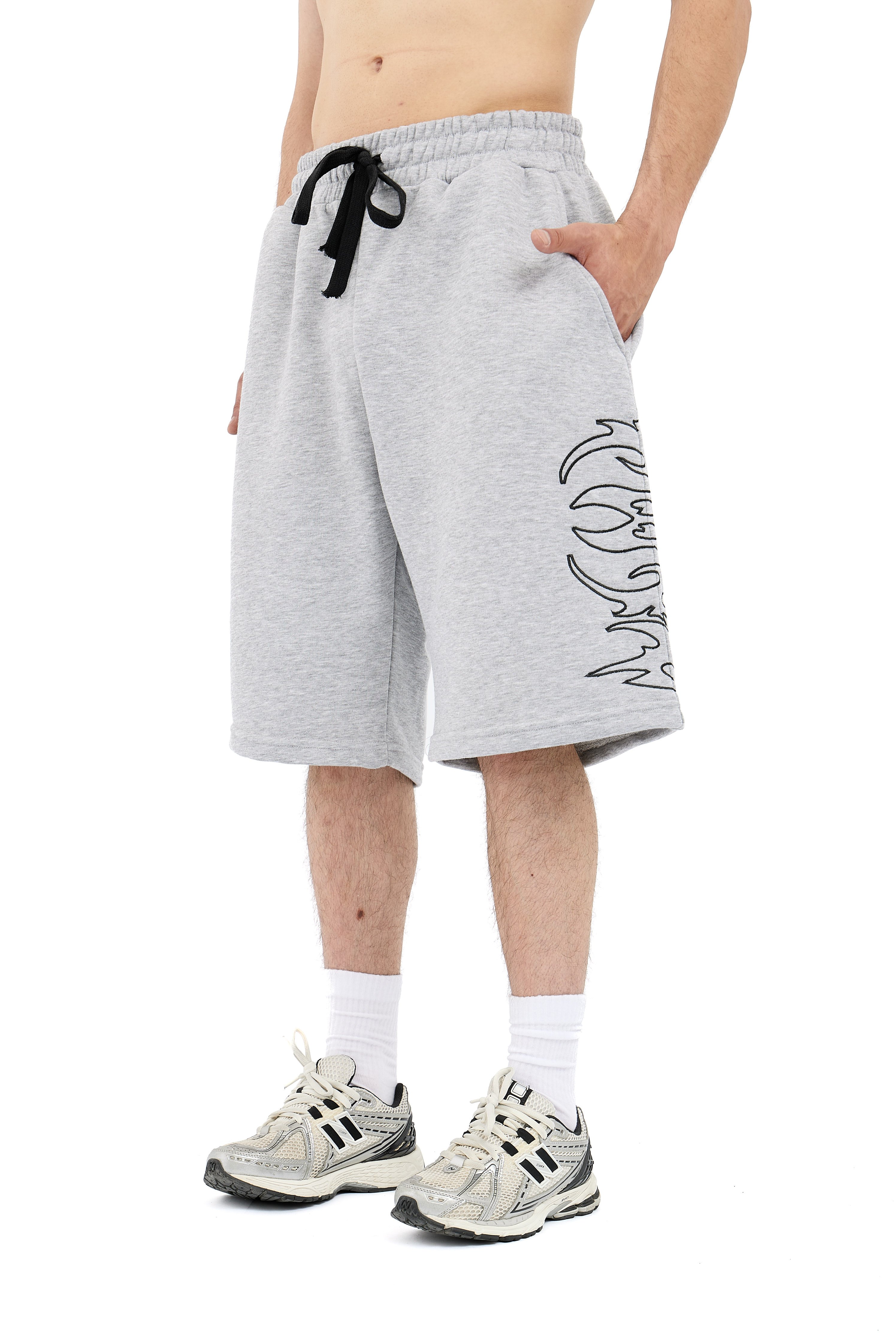 Premium Tribal Nakış Detay Baggy Şort - GRİMELANJ