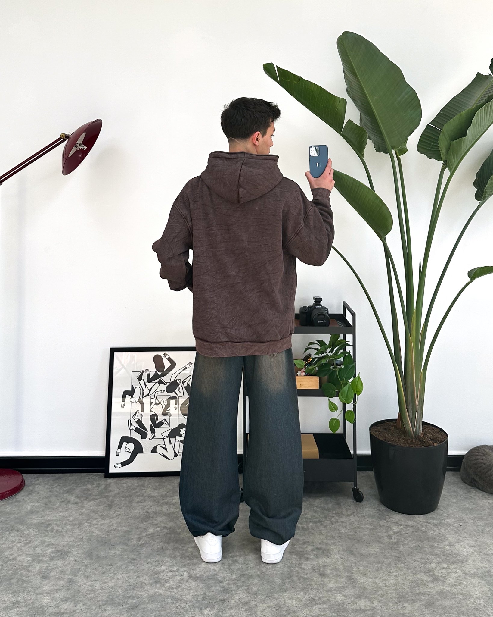 Star Washed Oversize Zip Hoodie