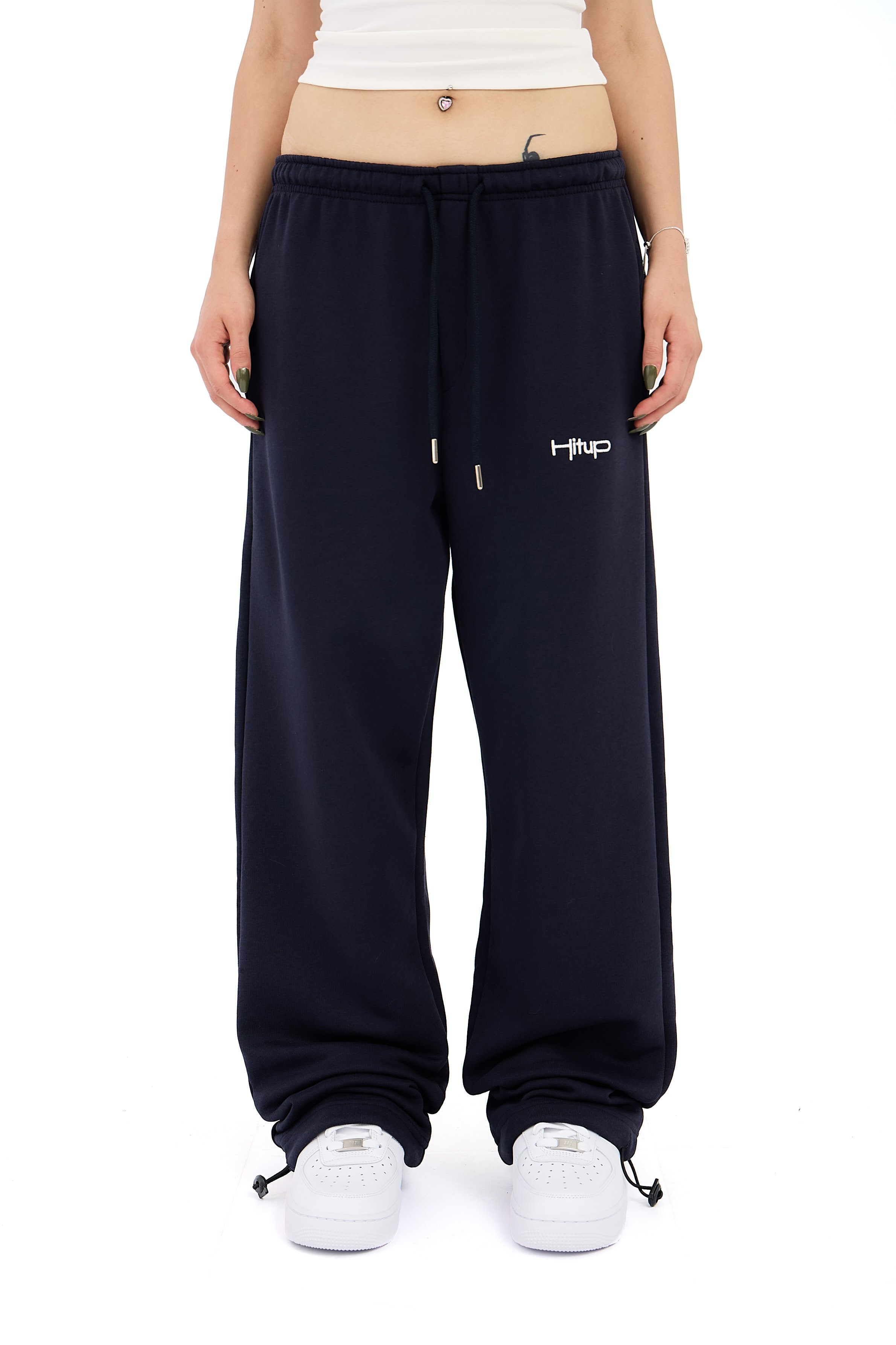  Hitup Nakışlı Premium Ayarlanabilir Paça Oversize Eşofman Altı  - LACİVERT