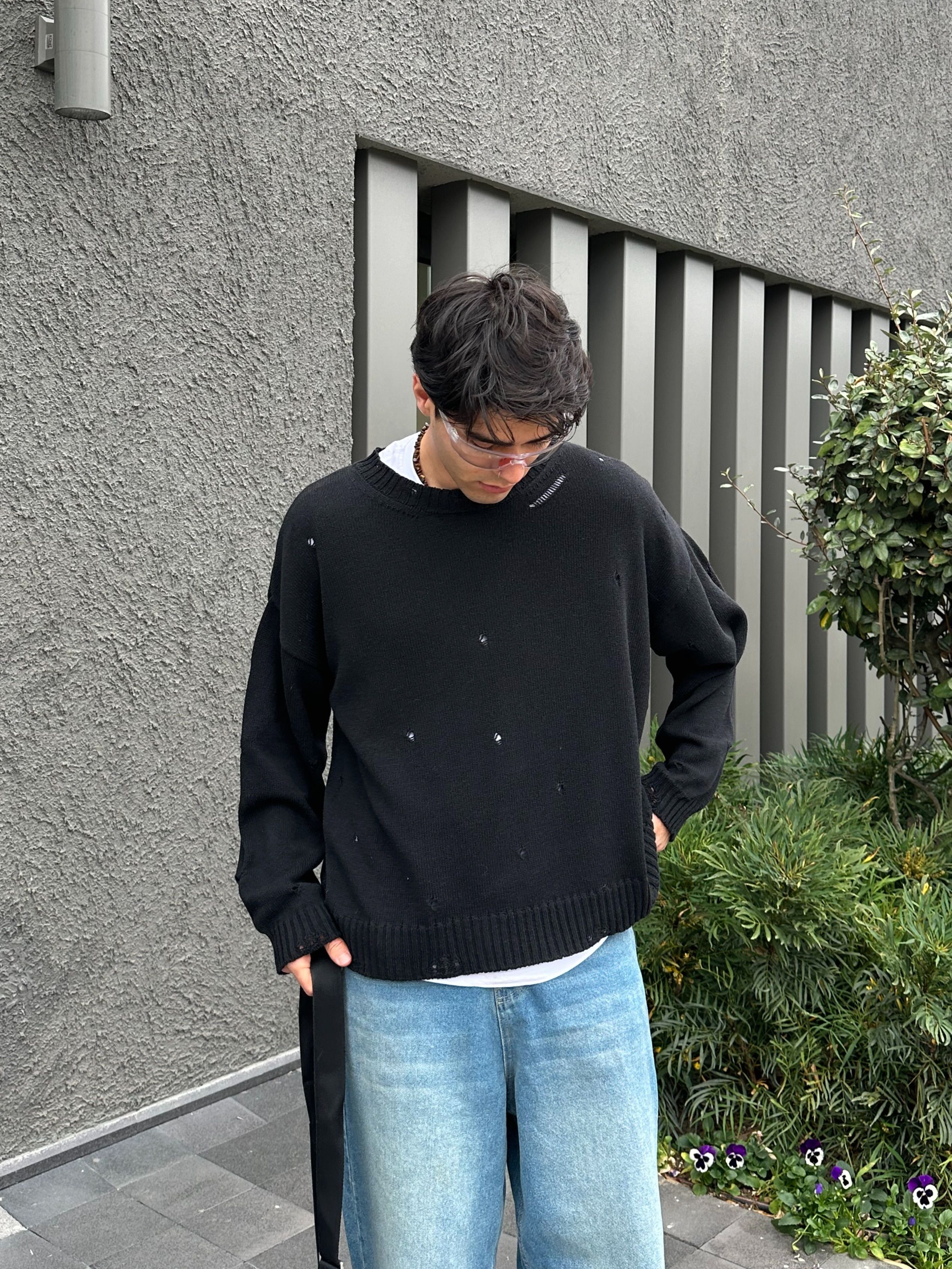 Fashion Detaylı Triko Kazak - SİYAH