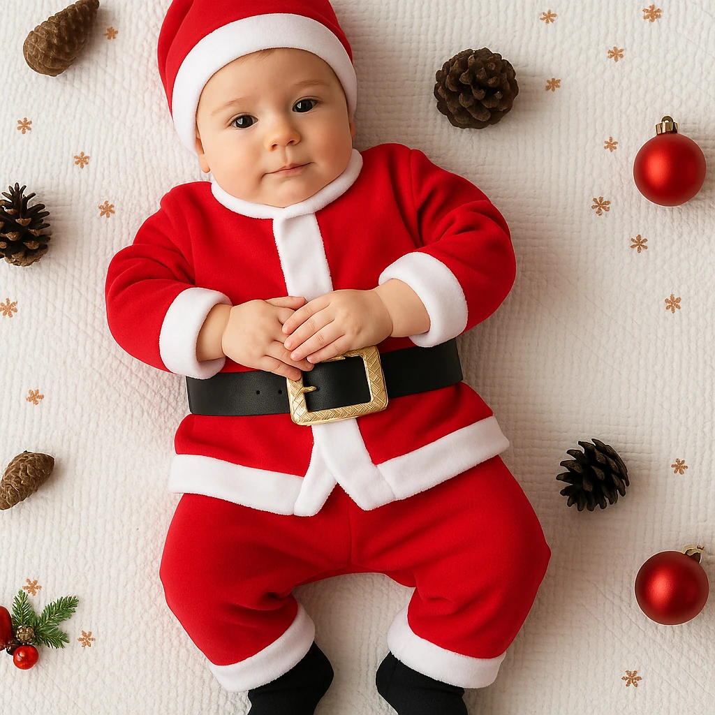 Noel Baba Erkek Bebek Çocuk Yılbaşı Kostümü