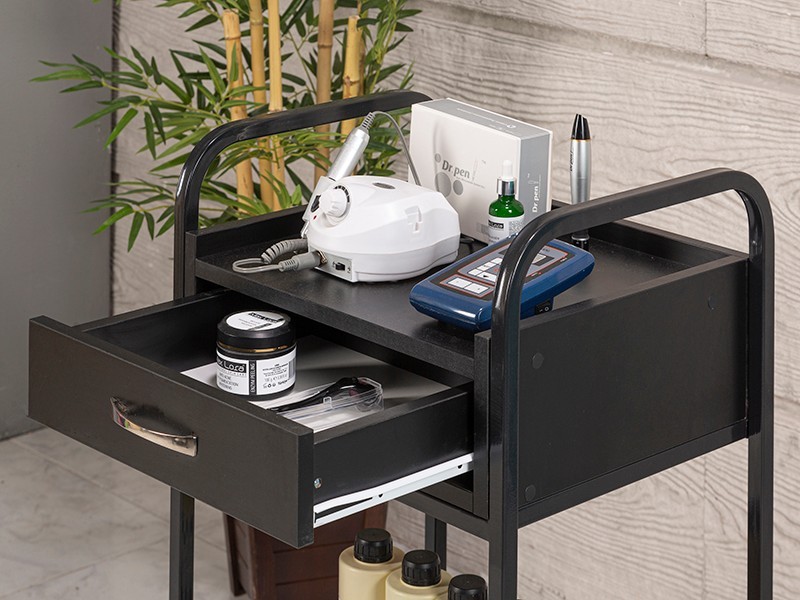 Dizayn 2 Çekmeceli Setup ve Cihaz Taşıma Sehpası-Siyah | Provet-4006