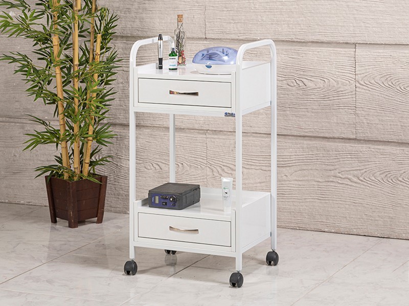 Dizayn 2 Çekmeceli Setup ve Cihaz Taşıma Sehpası-Beyaz | Provet-4005