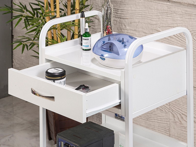 Dizayn Tek Çekmeceli Setup ve Cihaz Taşıma Sehpası-Beyaz | Provet-4003