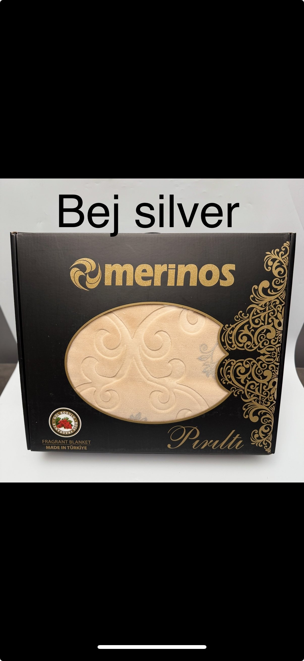 MERİNOS ÇEYİZLİK PIRILTI BATTANİYE - bej silver