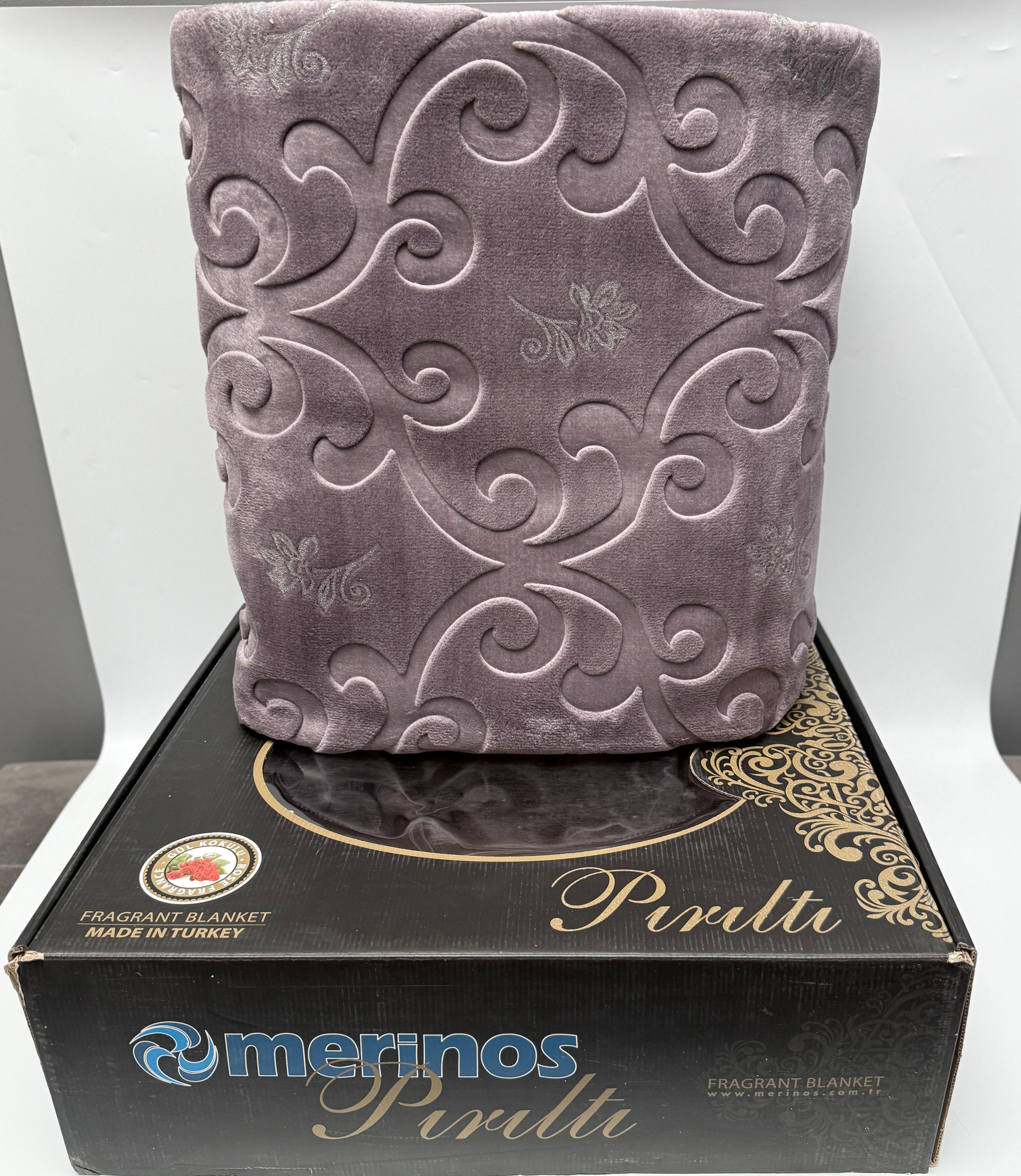 MERİNOS ÇEYİZLİK PIRILTI BATTANİYE - kül moru