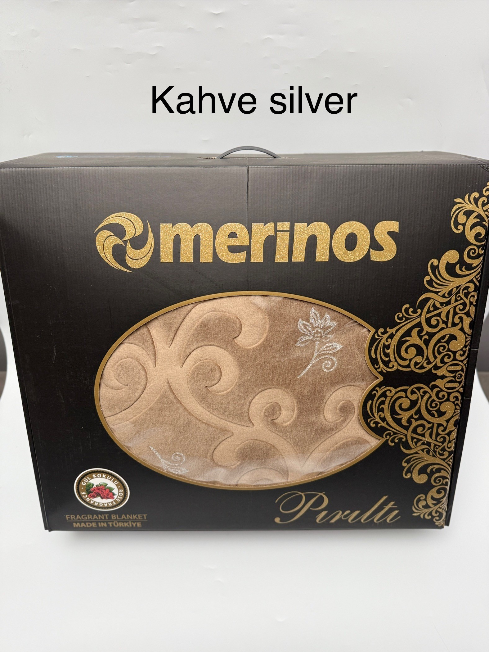 MERİNOS ÇEYİZLİK PIRILTI BATTANİYE - kahve silver