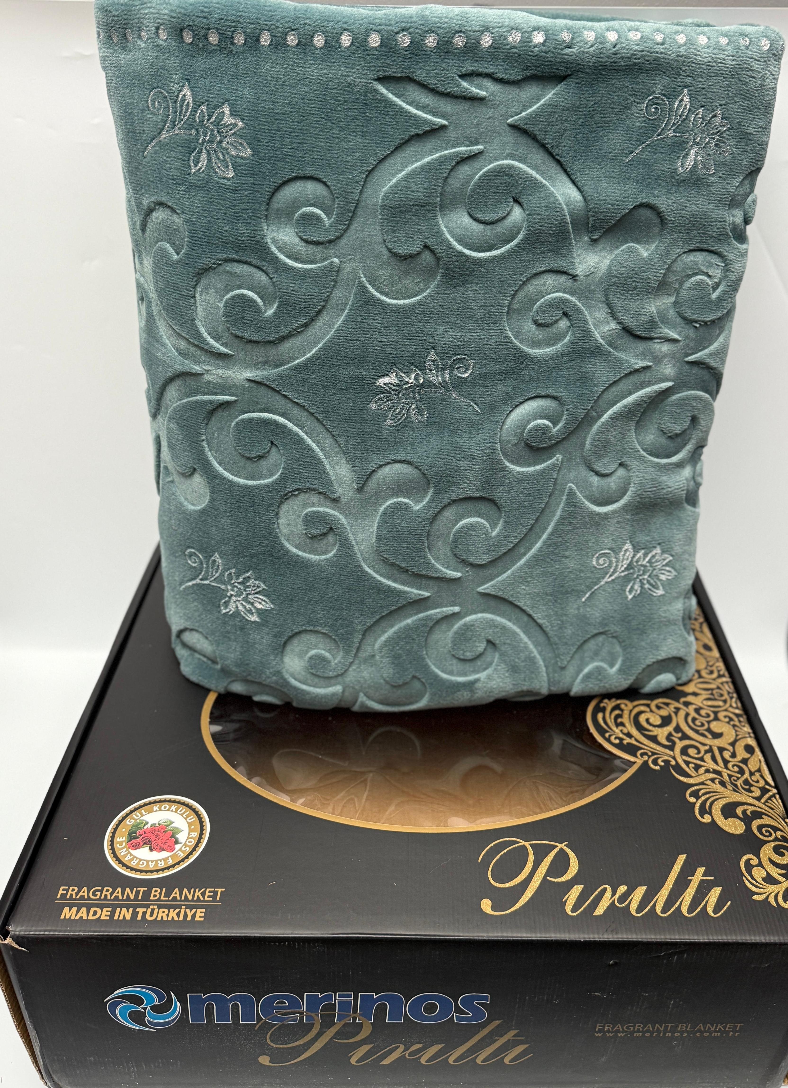 MERİNOS ÇEYİZLİK PIRILTI BATTANİYE - ocean silver