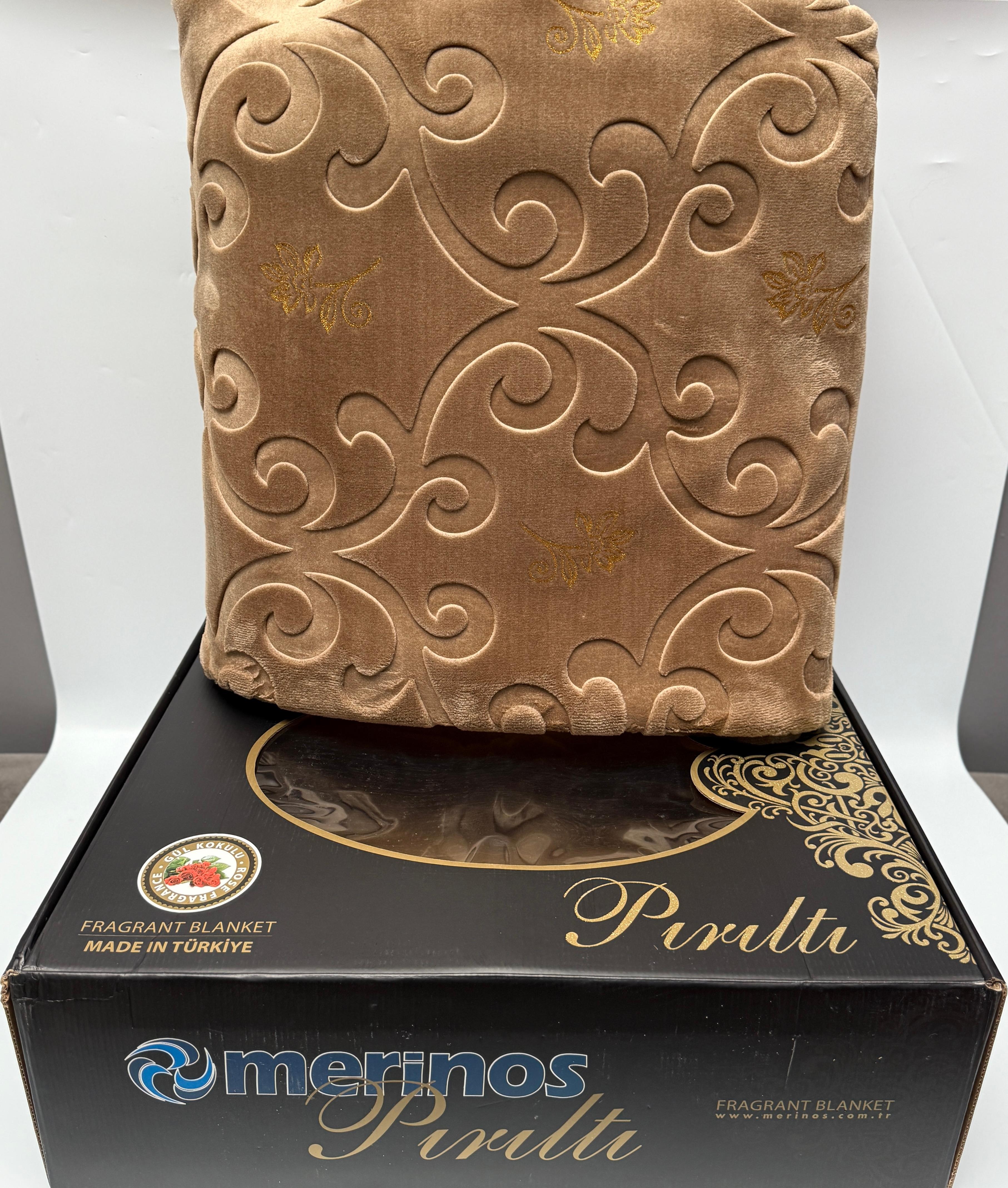 MERİNOS ÇEYİZLİK PIRILTI BATTANİYE - kahve gold