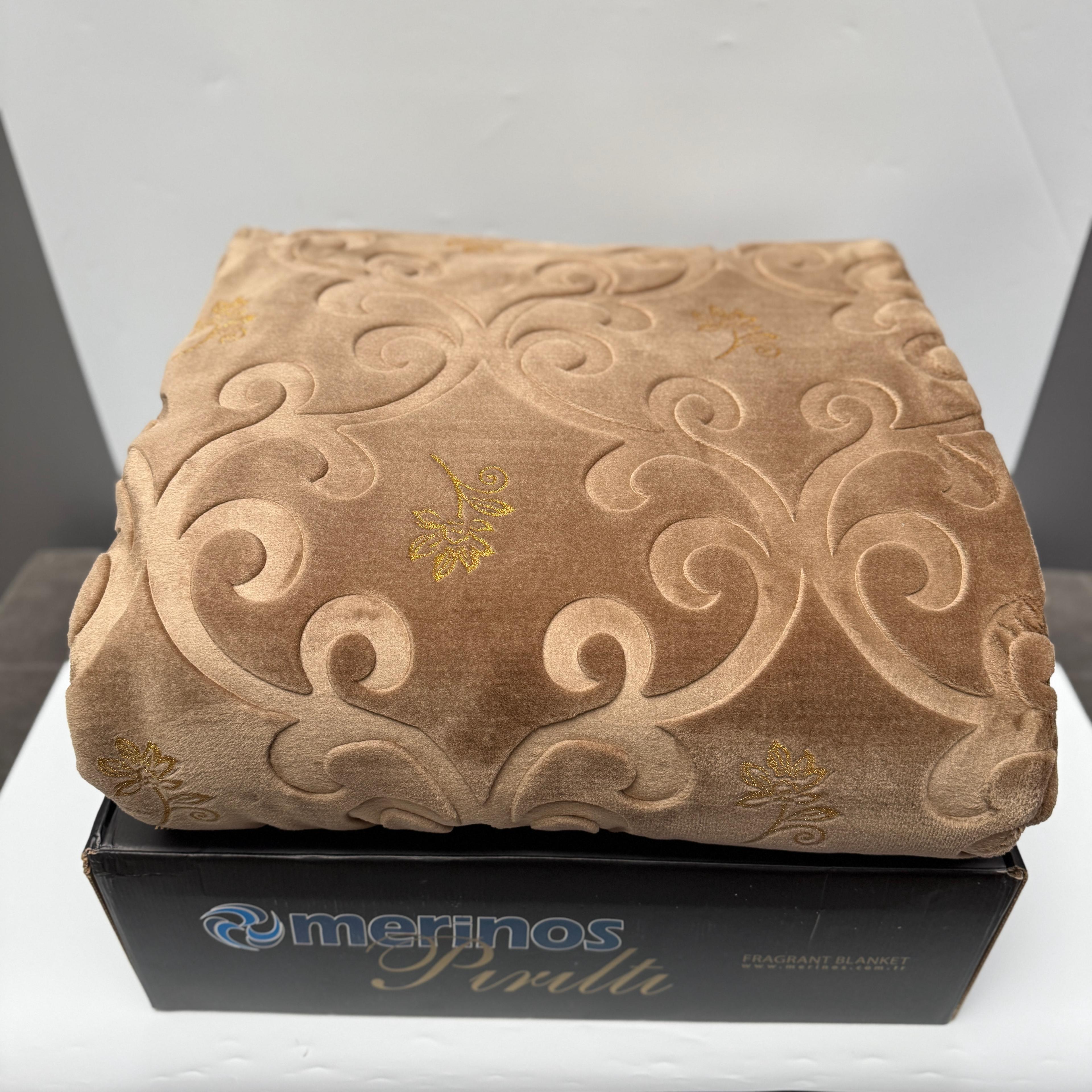MERİNOS ÇEYİZLİK PIRILTI BATTANİYE - kahve gold
