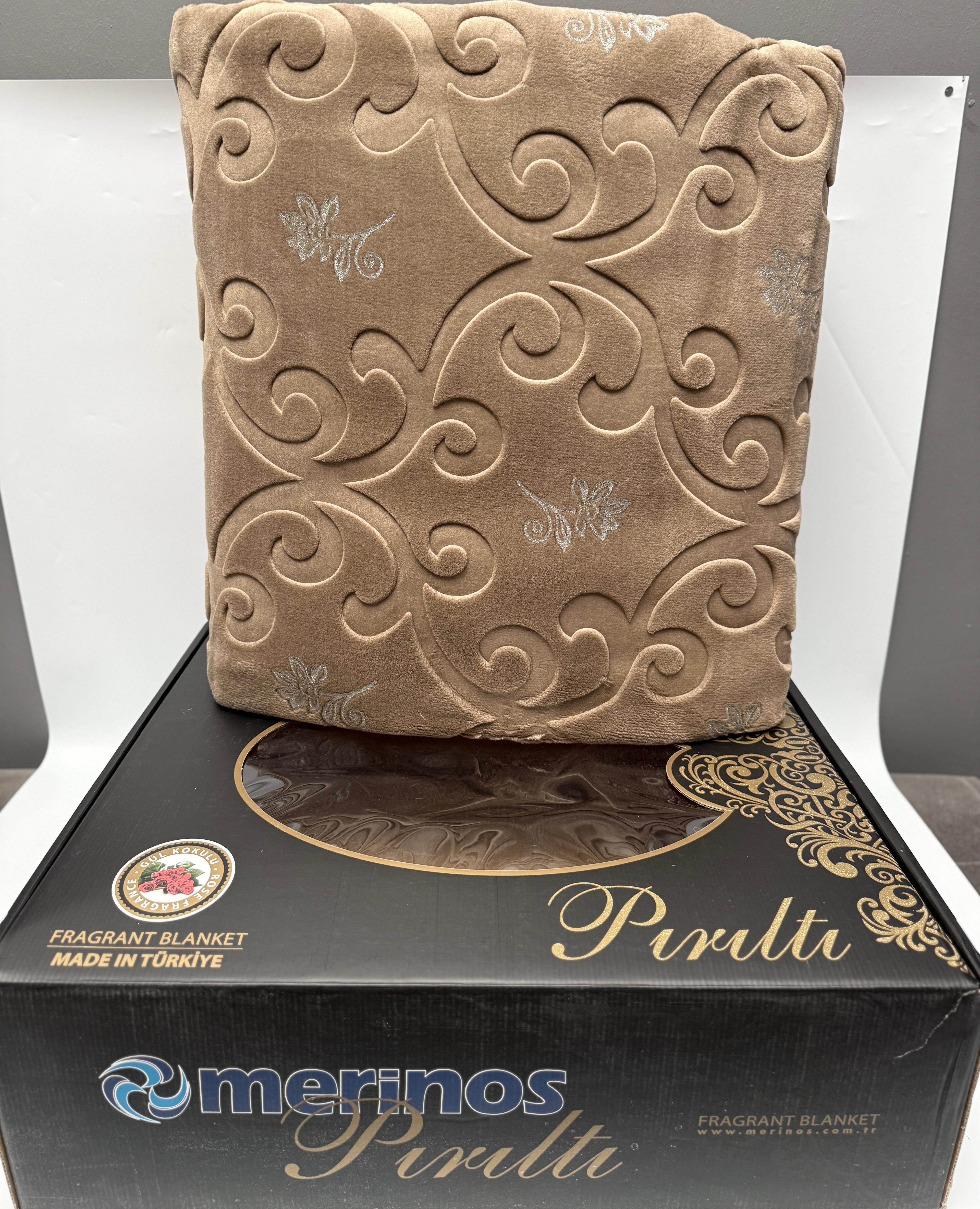 MERİNOS ÇEYİZLİK PIRILTI BATTANİYE - kahve silver