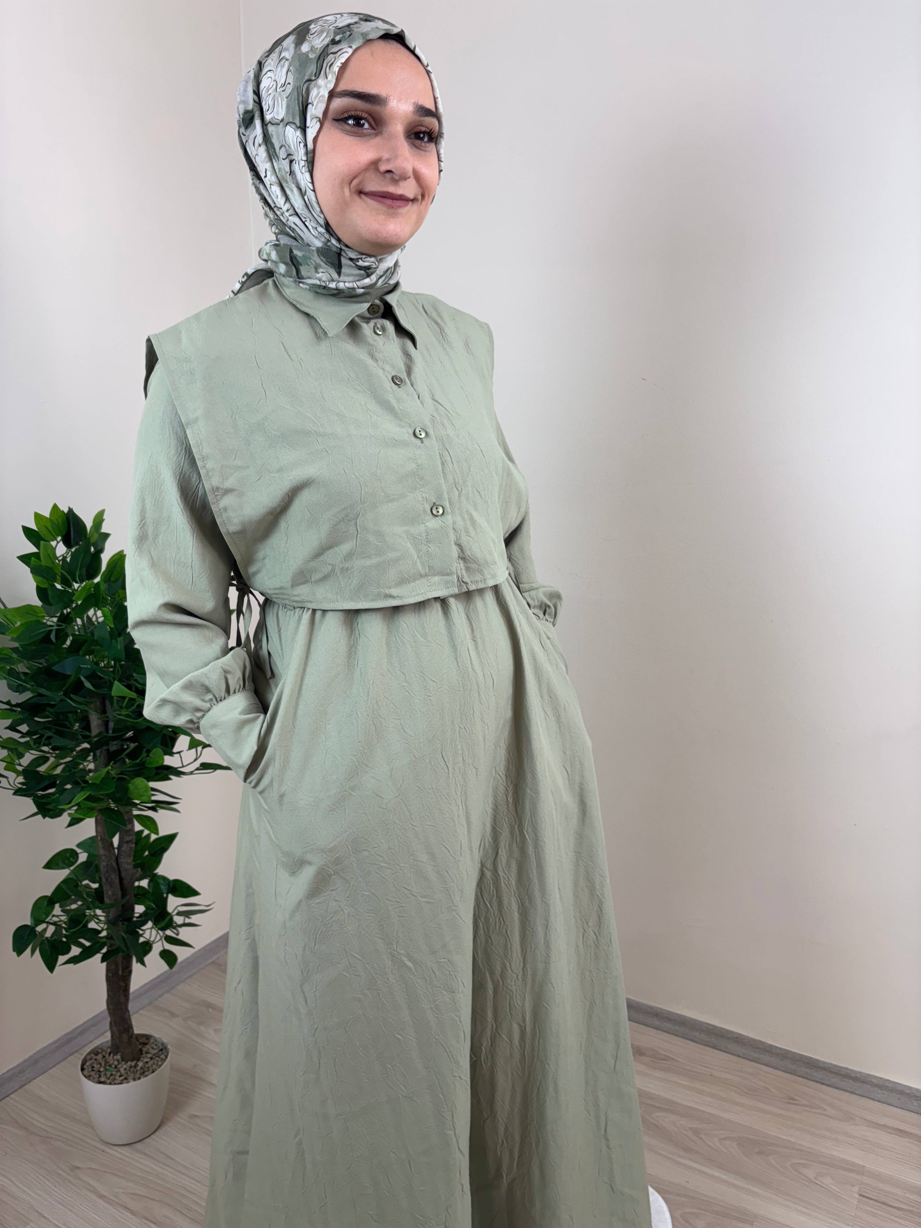 Ham Düğmeli Elbise