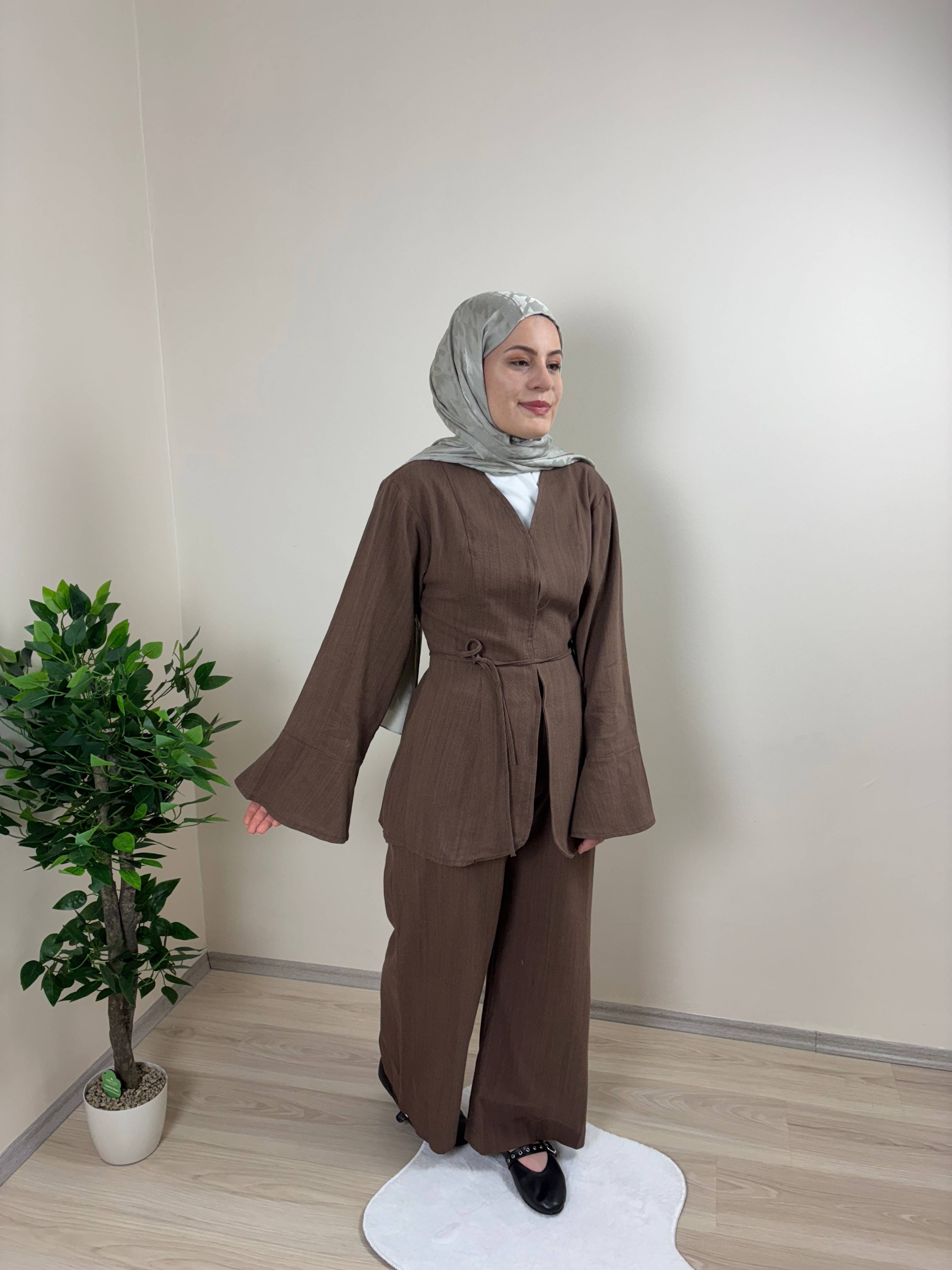 Kimono Takım - Kahverengi