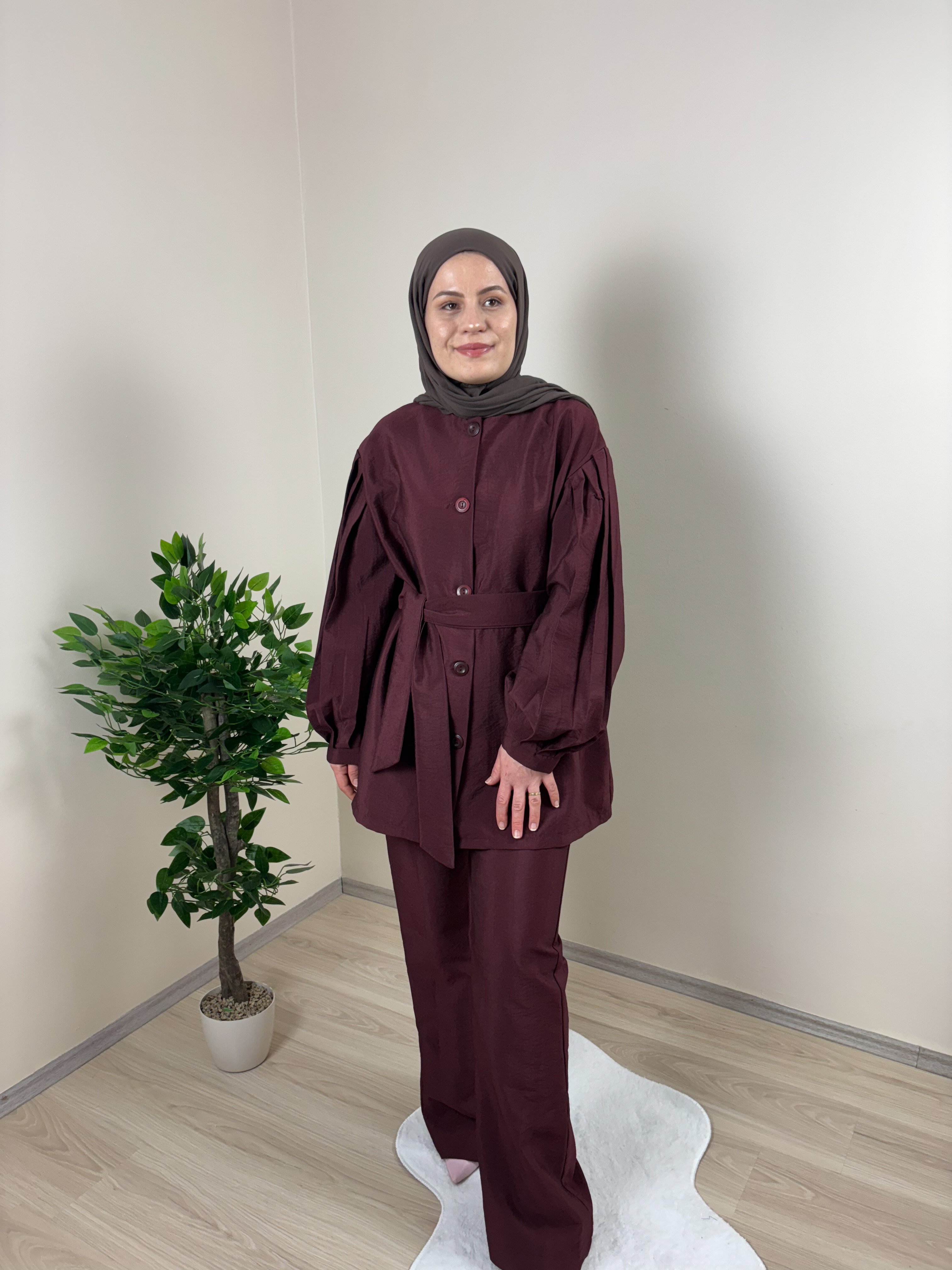 Yandan Bağlamalı Premium Takım - Mürdüm