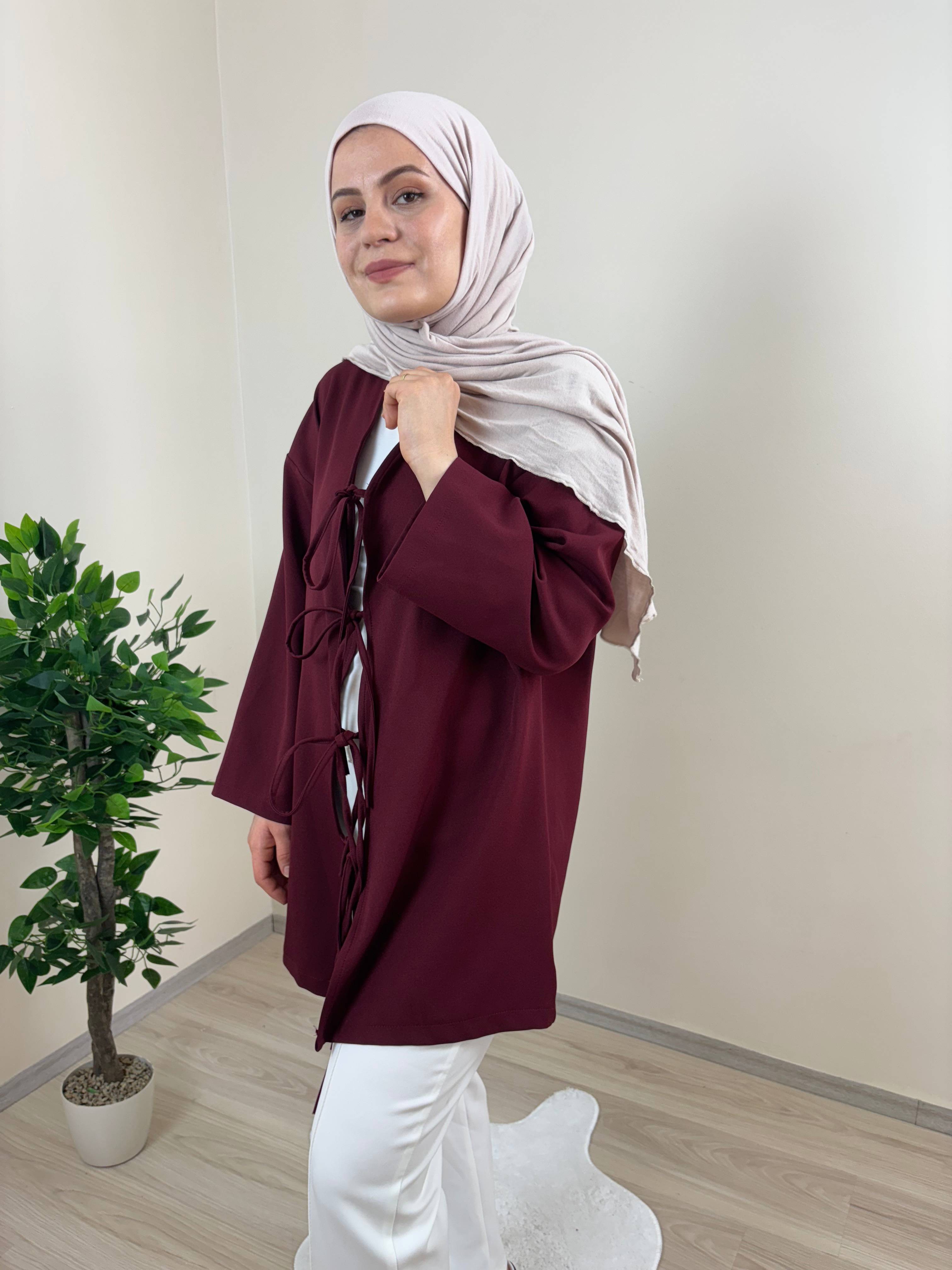 Önden Bağlamalı Kap - Bordo