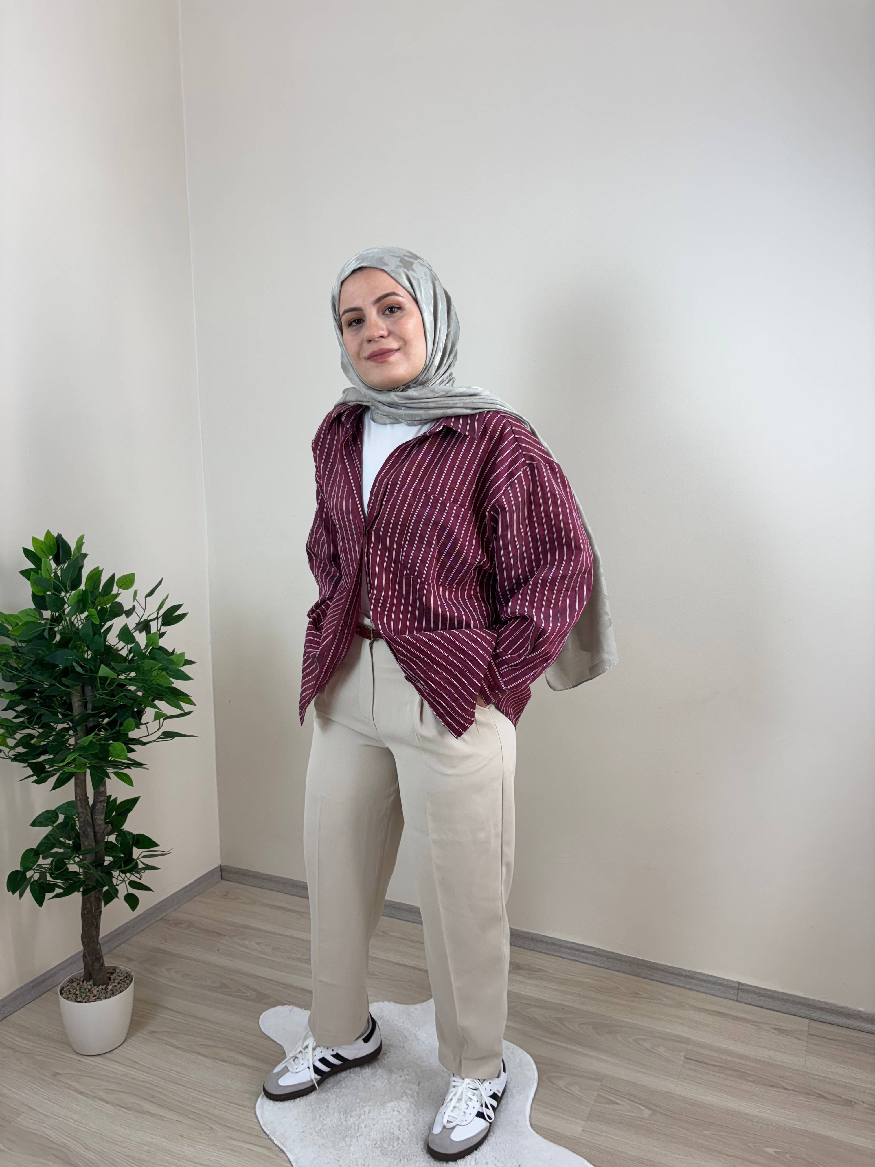 Kemerli Havuç Pantolon - Bej