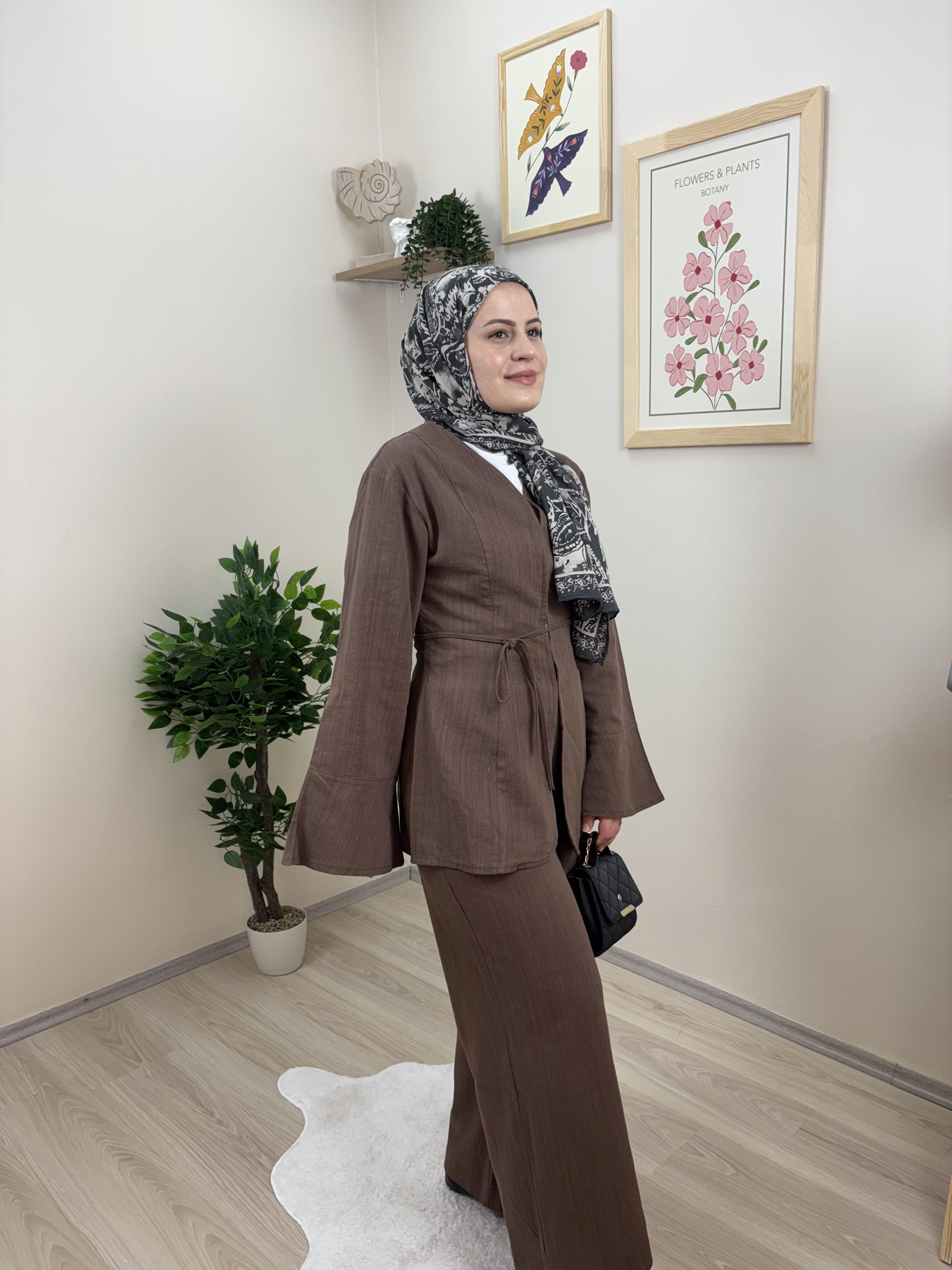 Kimono Takım - Kahverengi