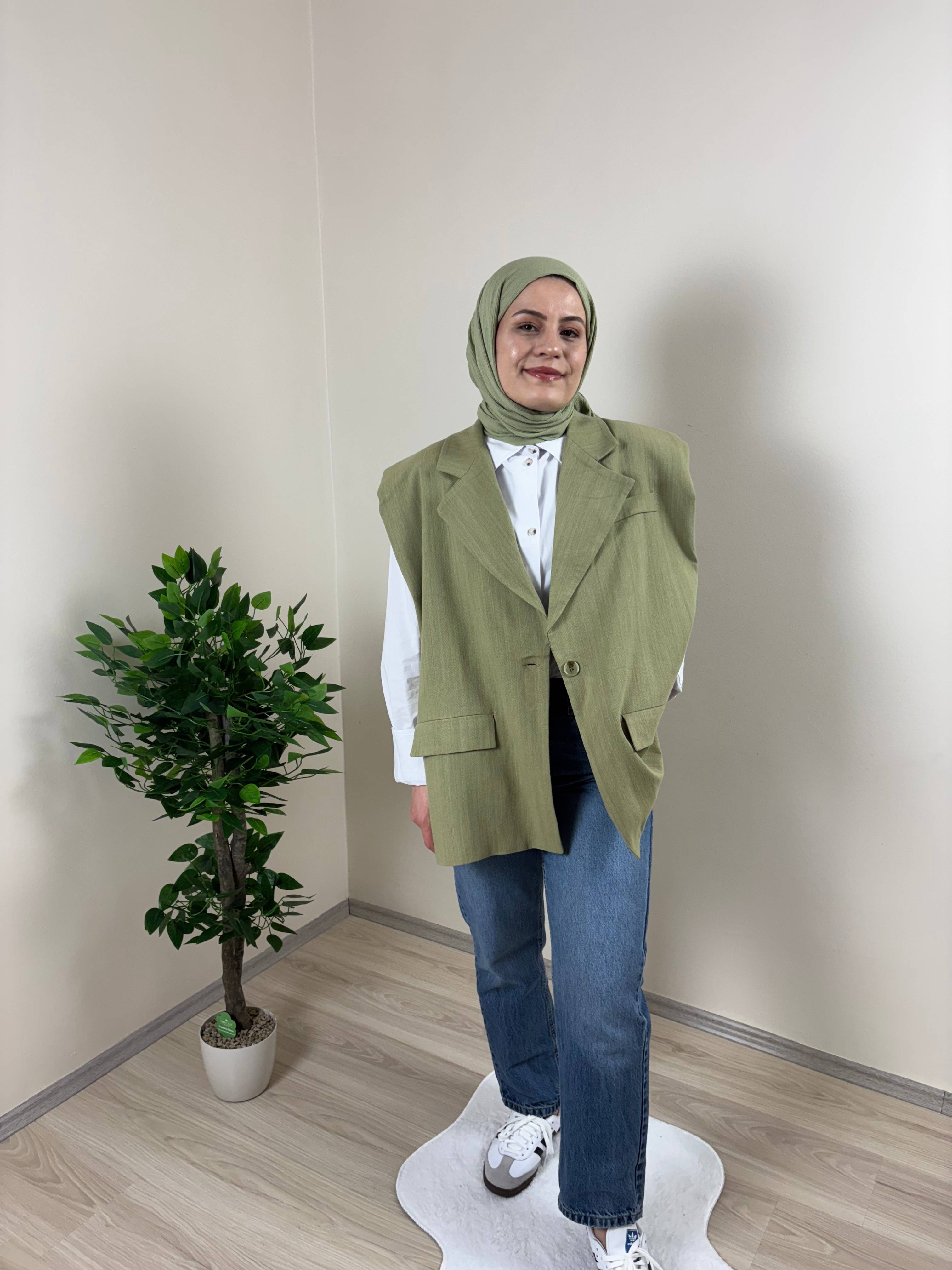 Vatkalı Yelek - Yeşil