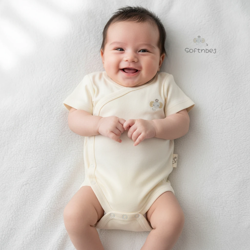 Organik Anvelop Bebek Body Yenidoğan - Ekru Softy