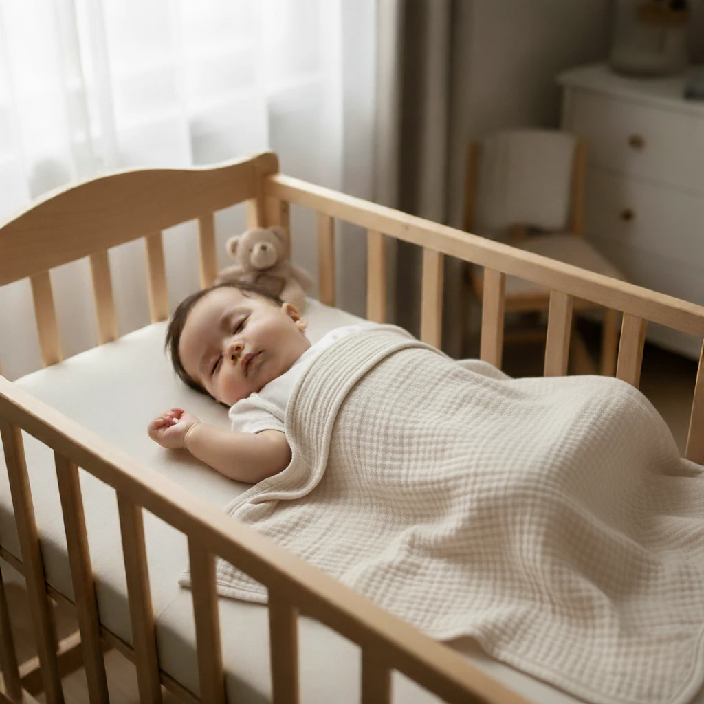 %100 Organik Müslin Örtü Bebek Battaniyesi - Ekru