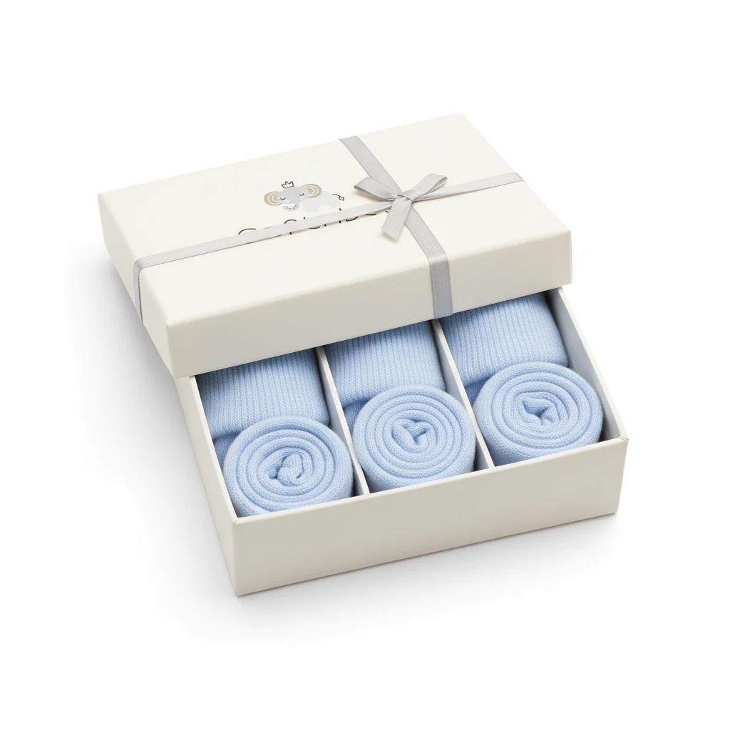 Pamuklu Erkek Bebek 3'lü Mavi Çorap 