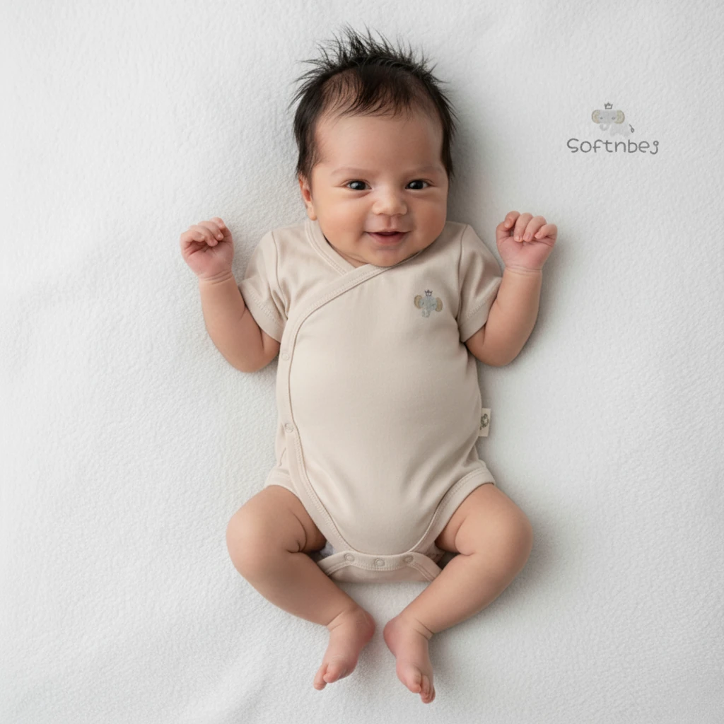 Organik Anvelop Bebek Body Yenidoğan - Bej Toffee