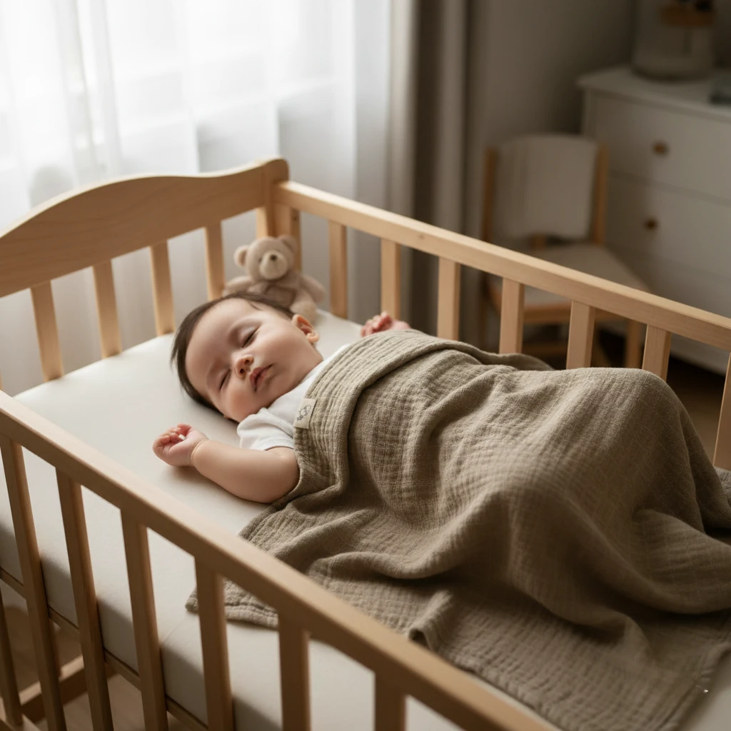 %100 Organik Müslin Örtü Bebek Battaniyesi - Toprak