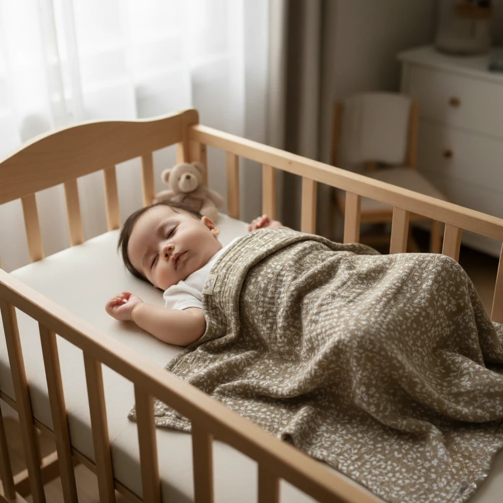 %100 Organik Müslin Örtü Bebek Battaniyesi - Çiçek Desenli