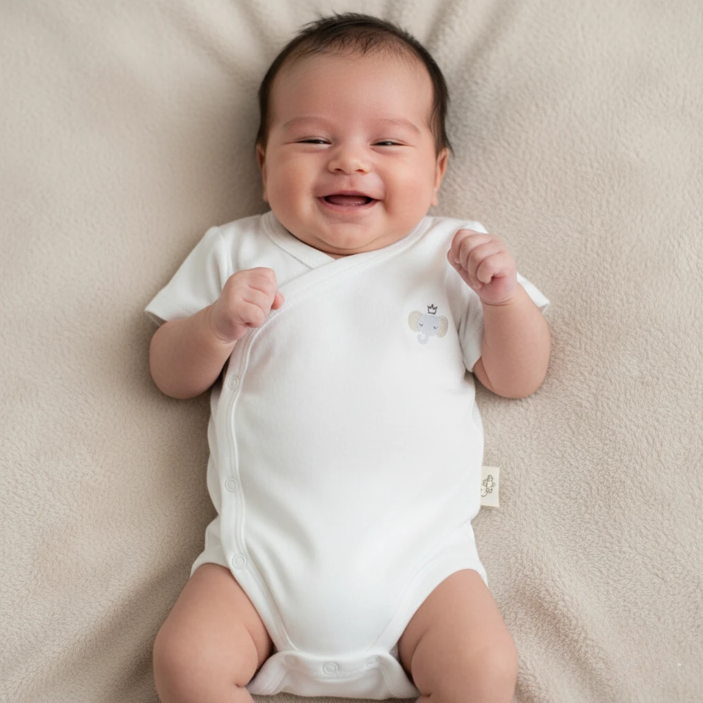 Organik Anvelop Bebek Body Yenidoğan - Beyaz Milky