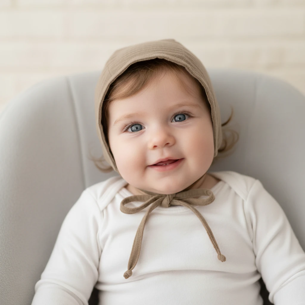 Softnbej Müslin Bonnet Şapka - Toprak