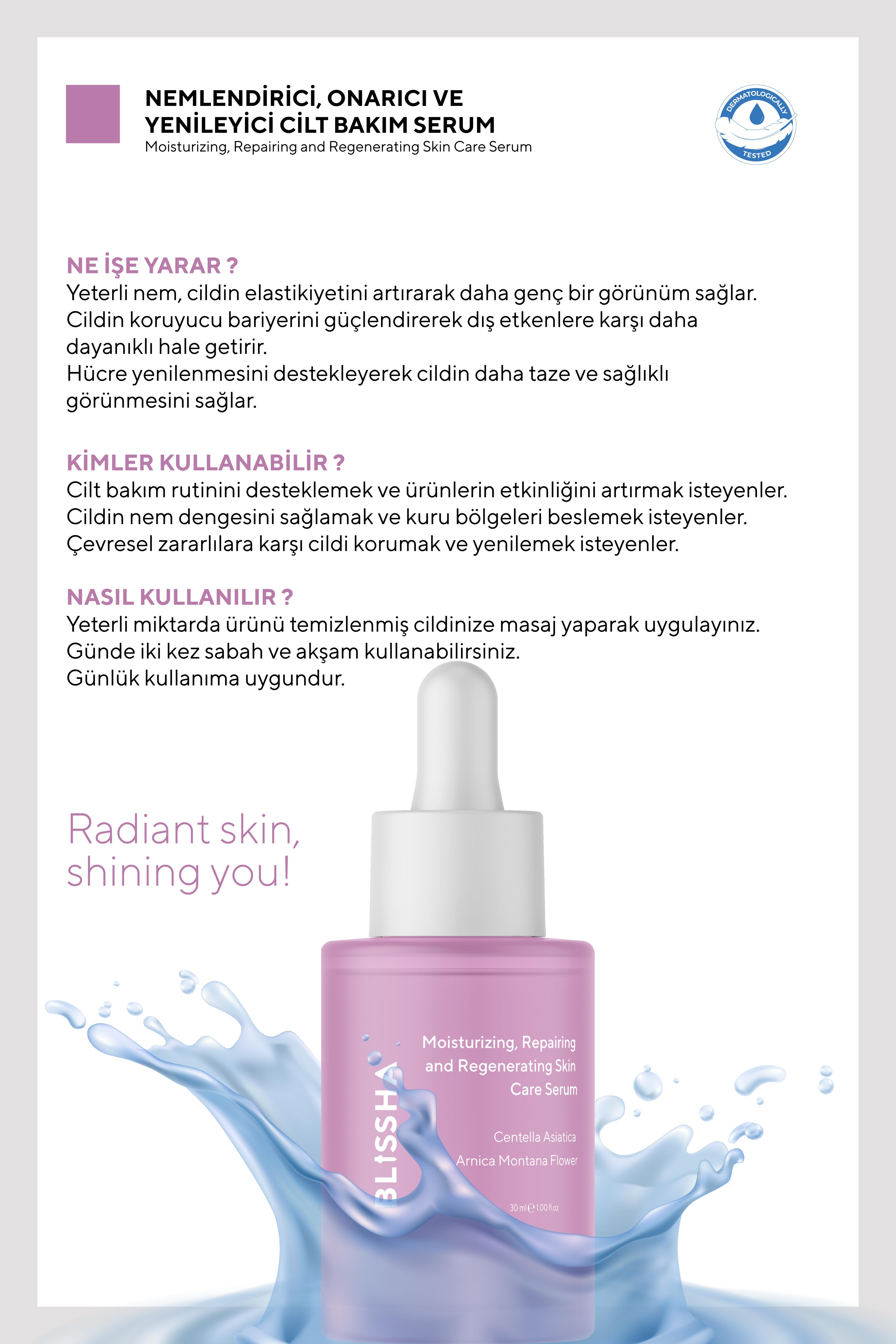 Nemlendirici,Onarıcı ve Yenileyici Cilt Bakım Serum 30 ML