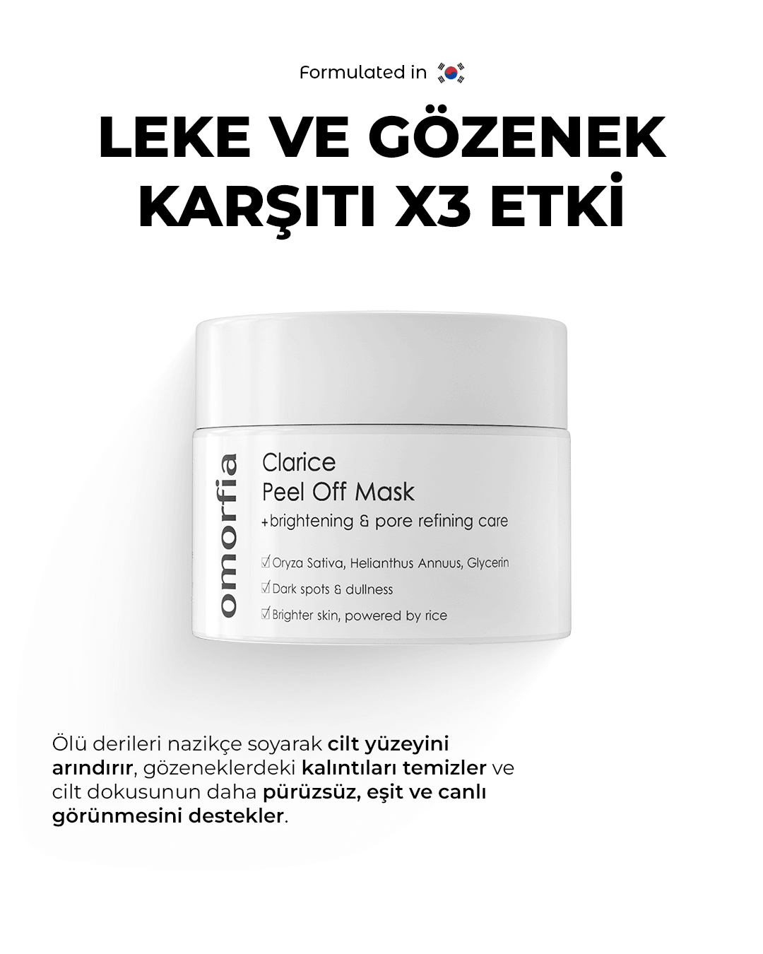 Pirinç Özlü Leke ve Gözenek Karşıtı Aydınlatıcı Clarice Peeling Maske 100 ml