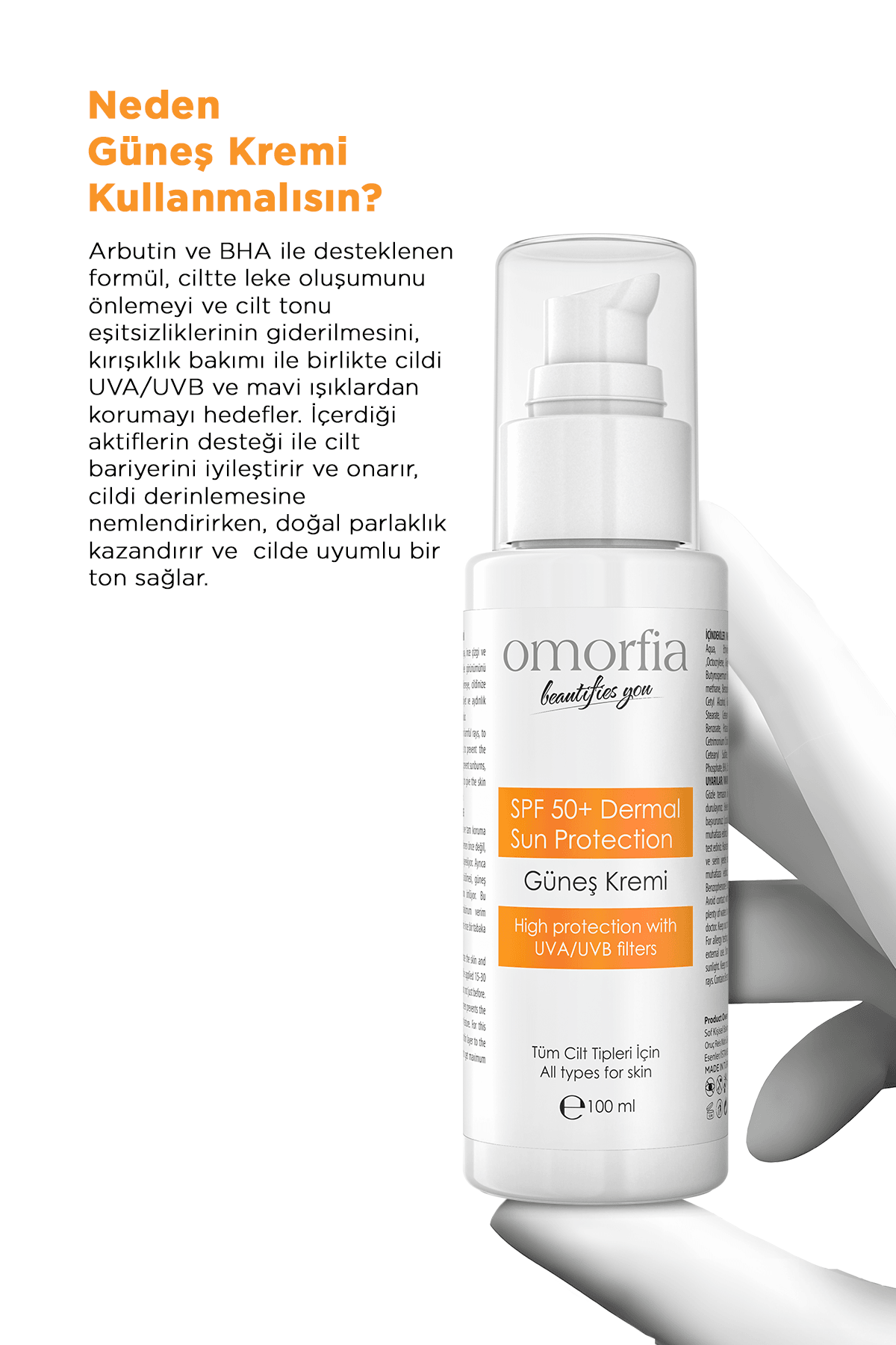 Leke Karşıtı Güneş Kremi SPF 50+ (BHA + Arbutin + Panthenol) (100 ml)