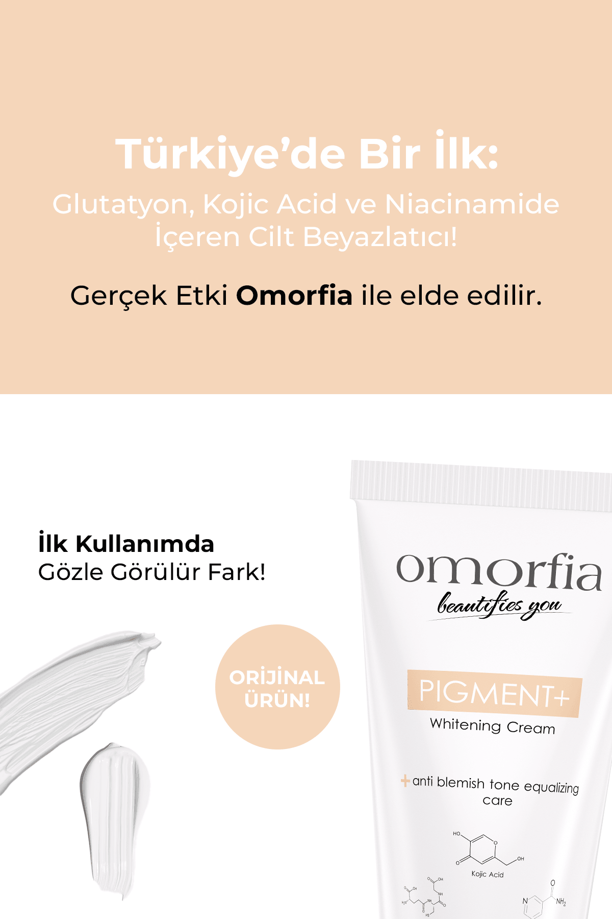 Cilt Beyazlatıcı, Leke Karşıtı Aydınlatıcı Glutatyon İçerikli Bakım Kremi 50 ml