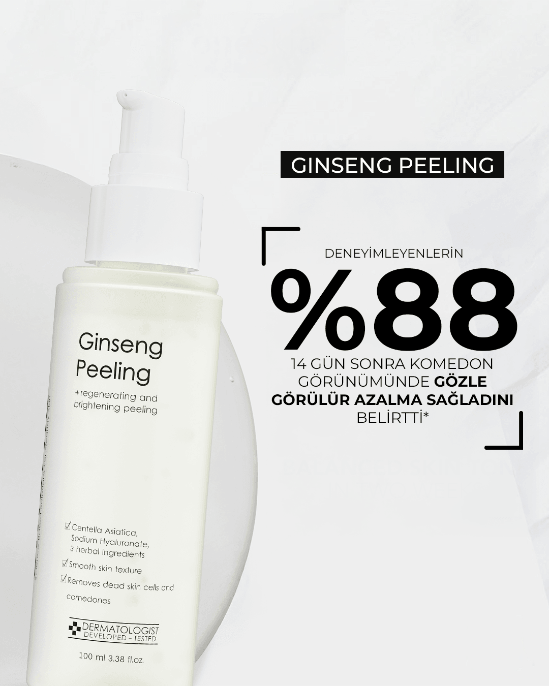 Kırmızı Kore Ginseng Özlü Anında Ölü Derilerden Arındıran, Yenileyici Aydınlatıcı Peeling 100 ml