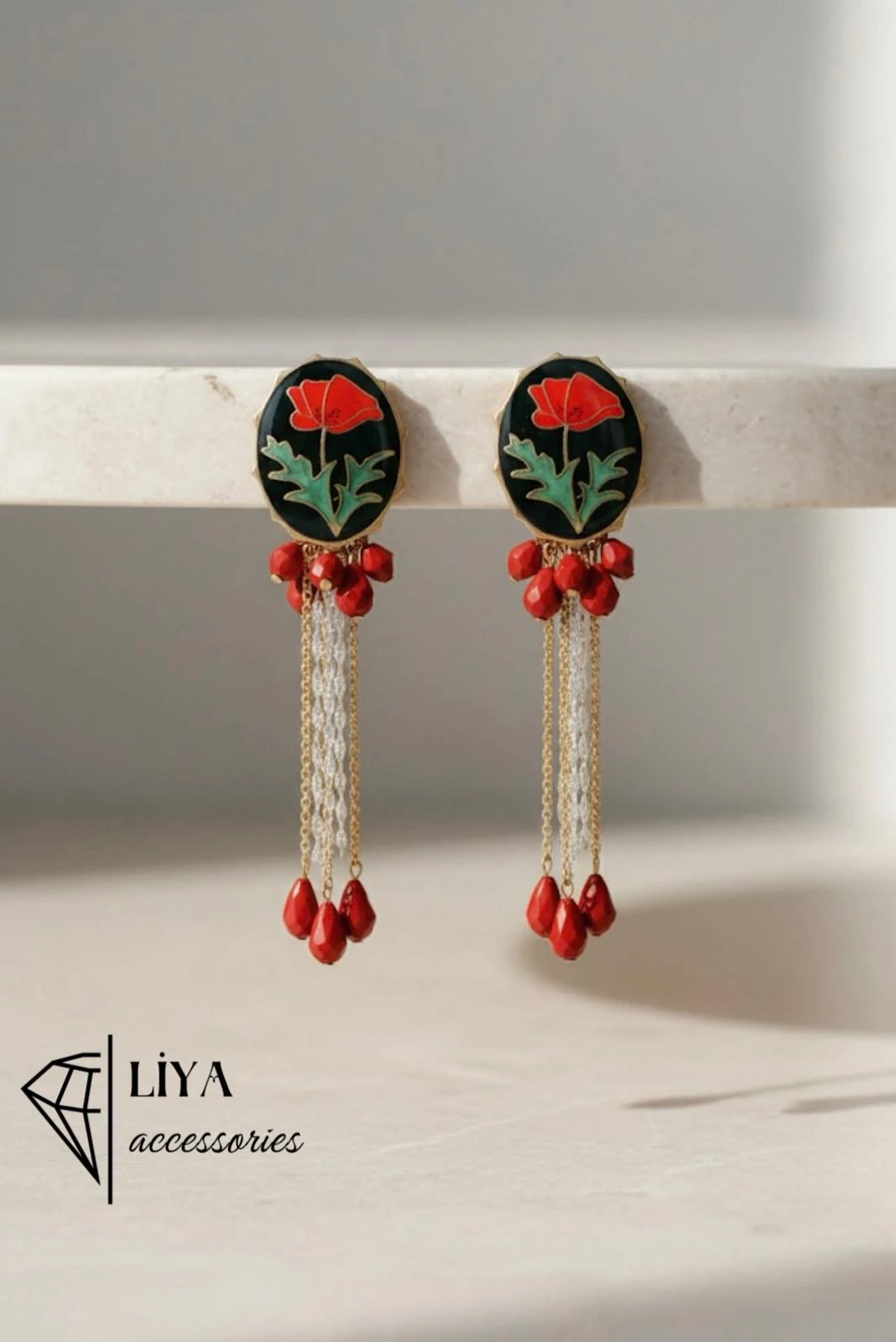 Zr Model Gelincik Rüyası Sallantılı Kırmızı Küpe