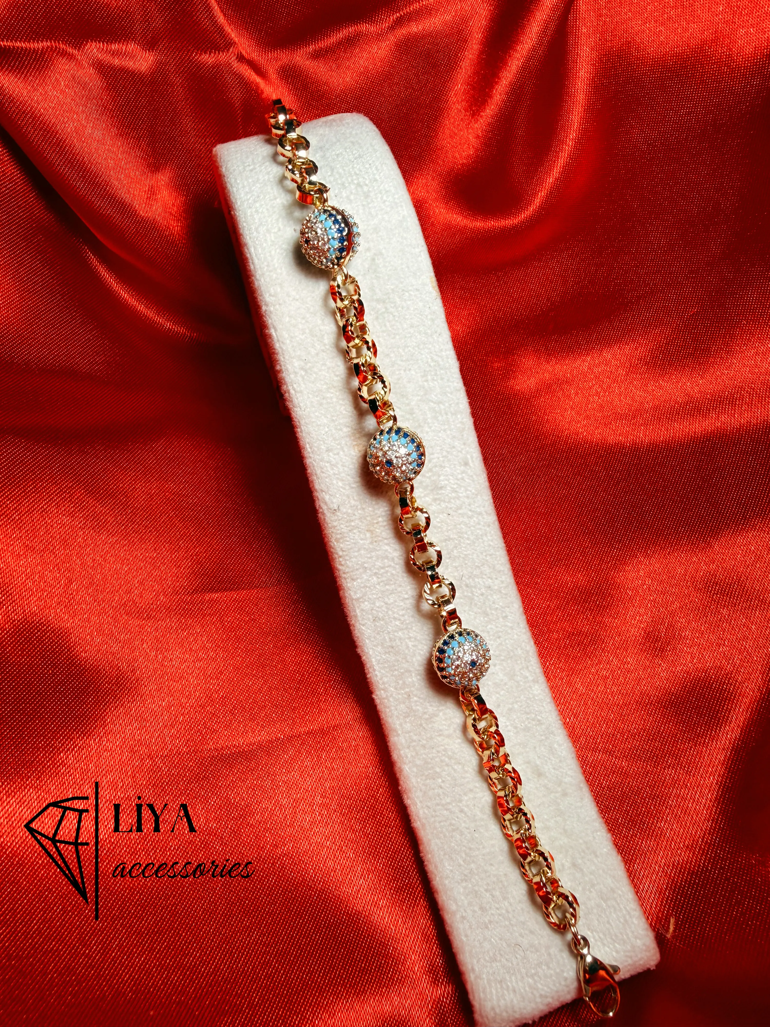 Büyük Nazar Boncuklu Çelik Bileklik