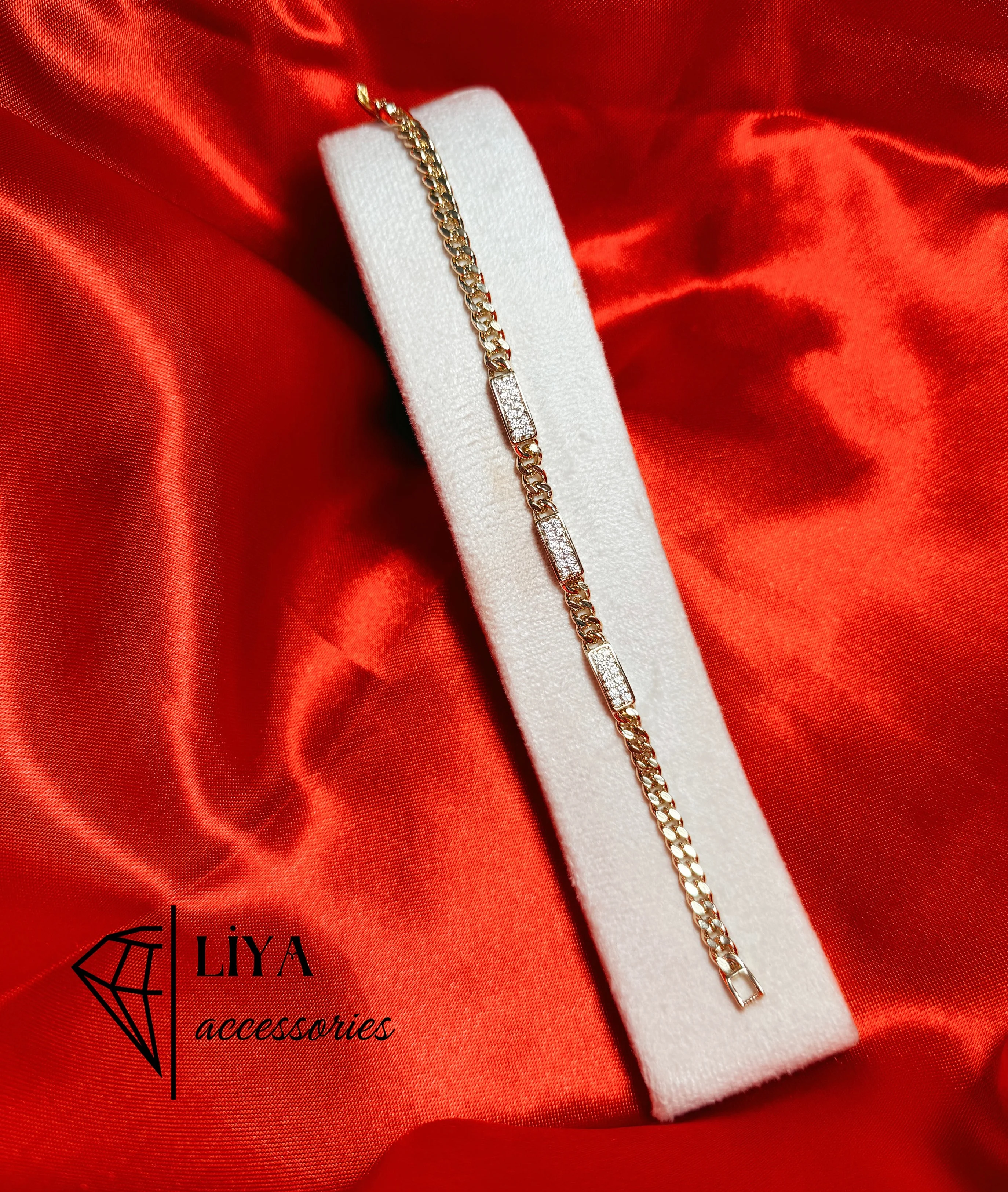 Sıralı 3 Taşlı Xuping 14k Vip Çelik Bileklik